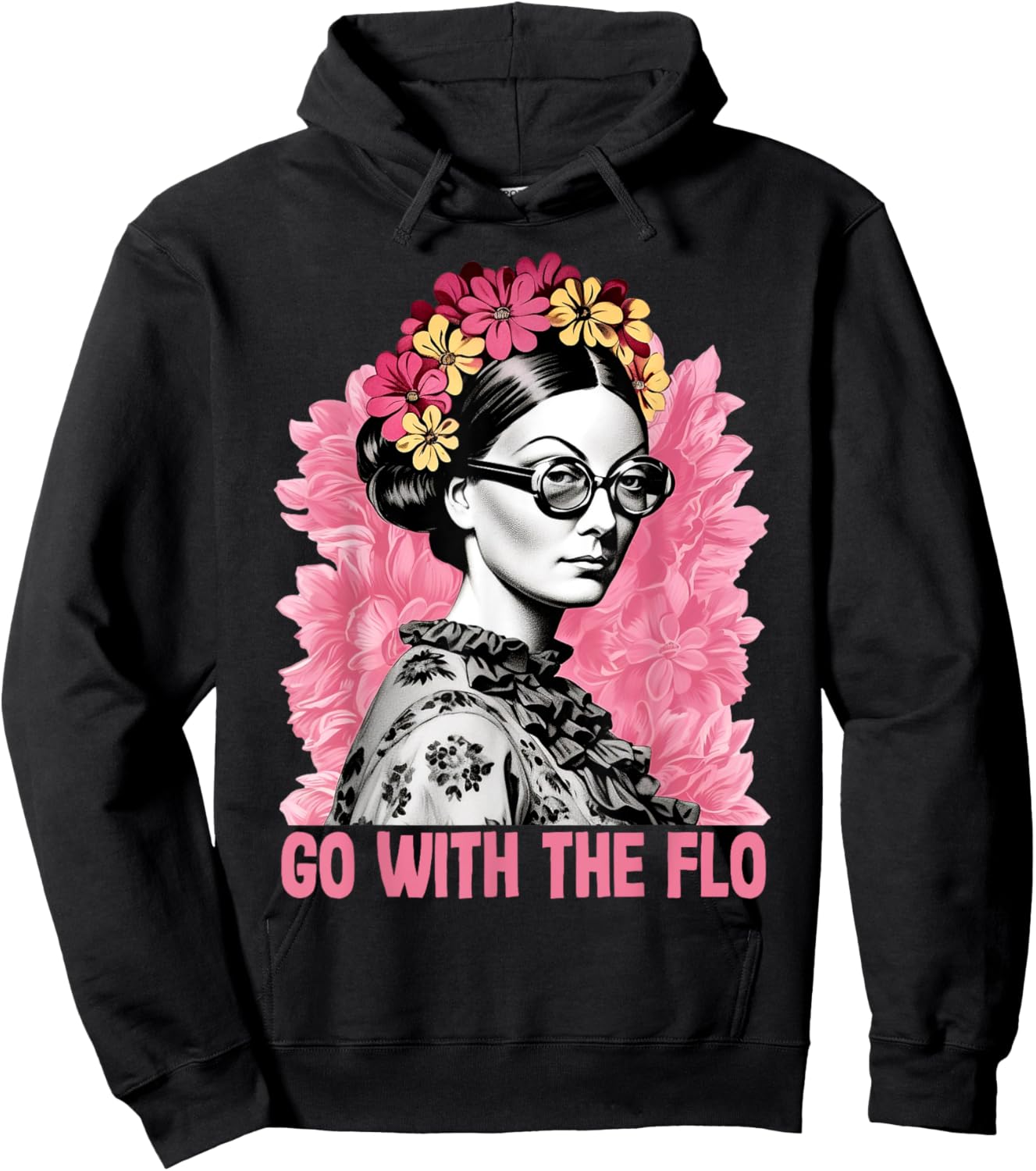 Go With The Flo Funny Florence Nightingale Floral Nurse Art Hoodie - Hoodie | Black