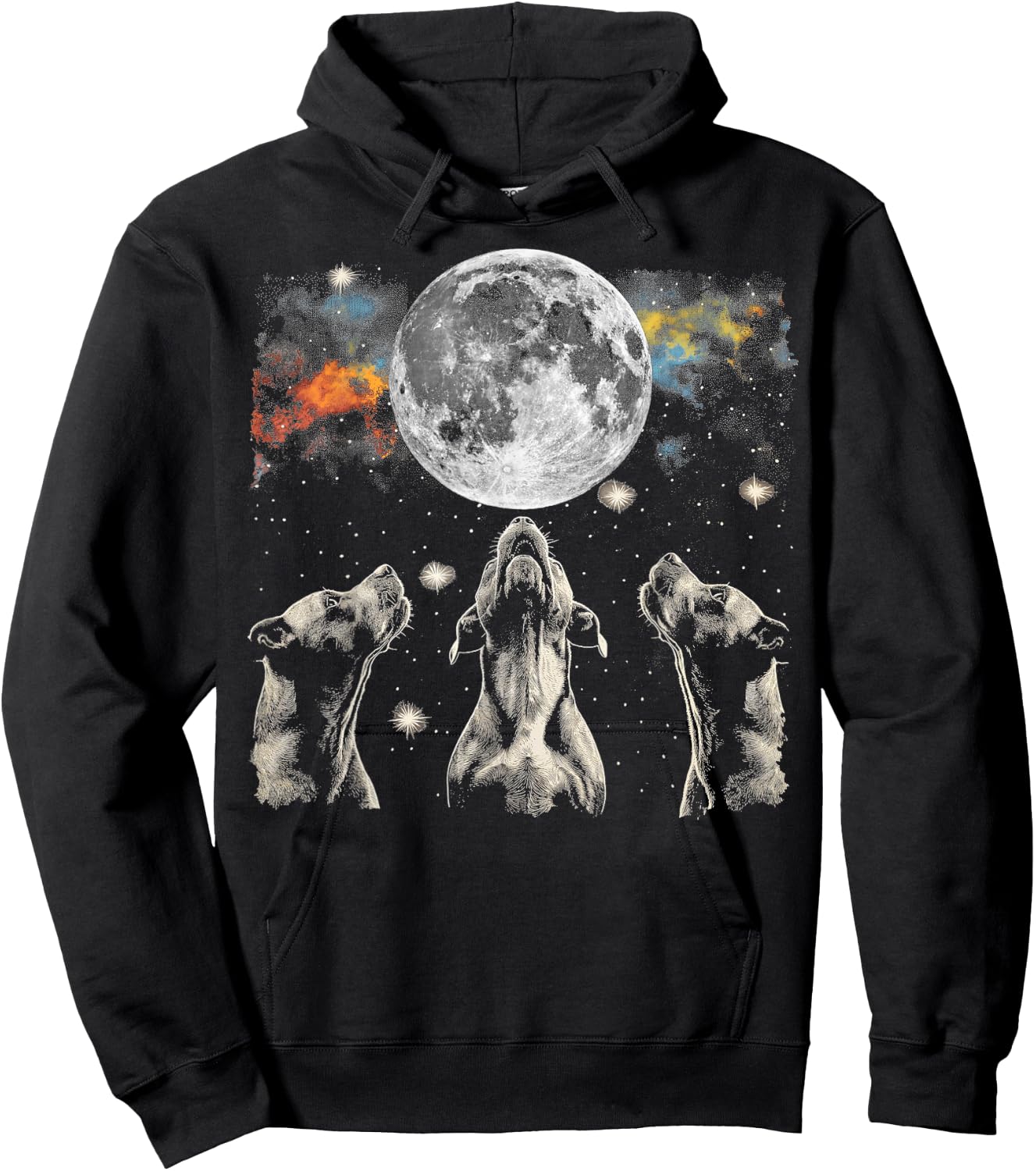Staffordshire Bull Terrier Dog Howling Moon Hoodie - Hoodie | Black