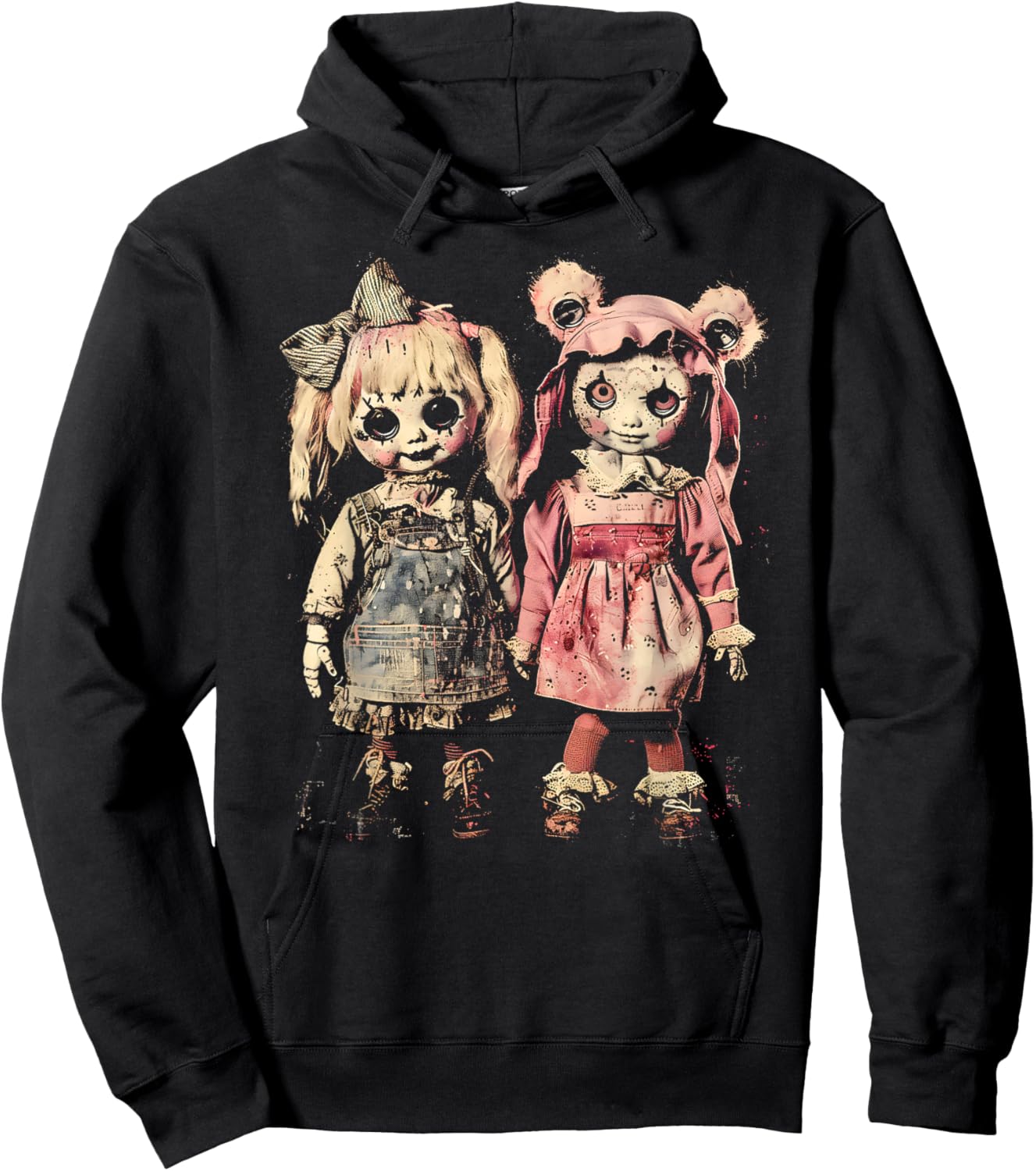 Creepy Doll Haunted Toy Horror Pastel Goth Alt Scary Dolls Hoodie - Hoodie | Black