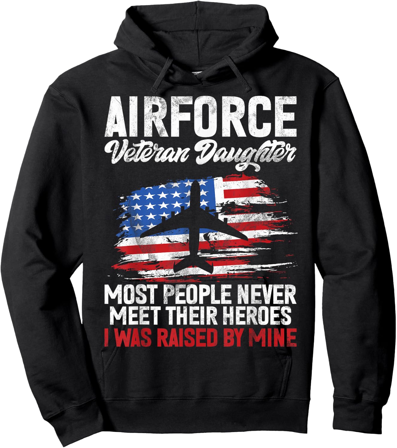 Airforce Veteran Daughter Memorial Day Granddaughter Hoodie - Hoodie | Black