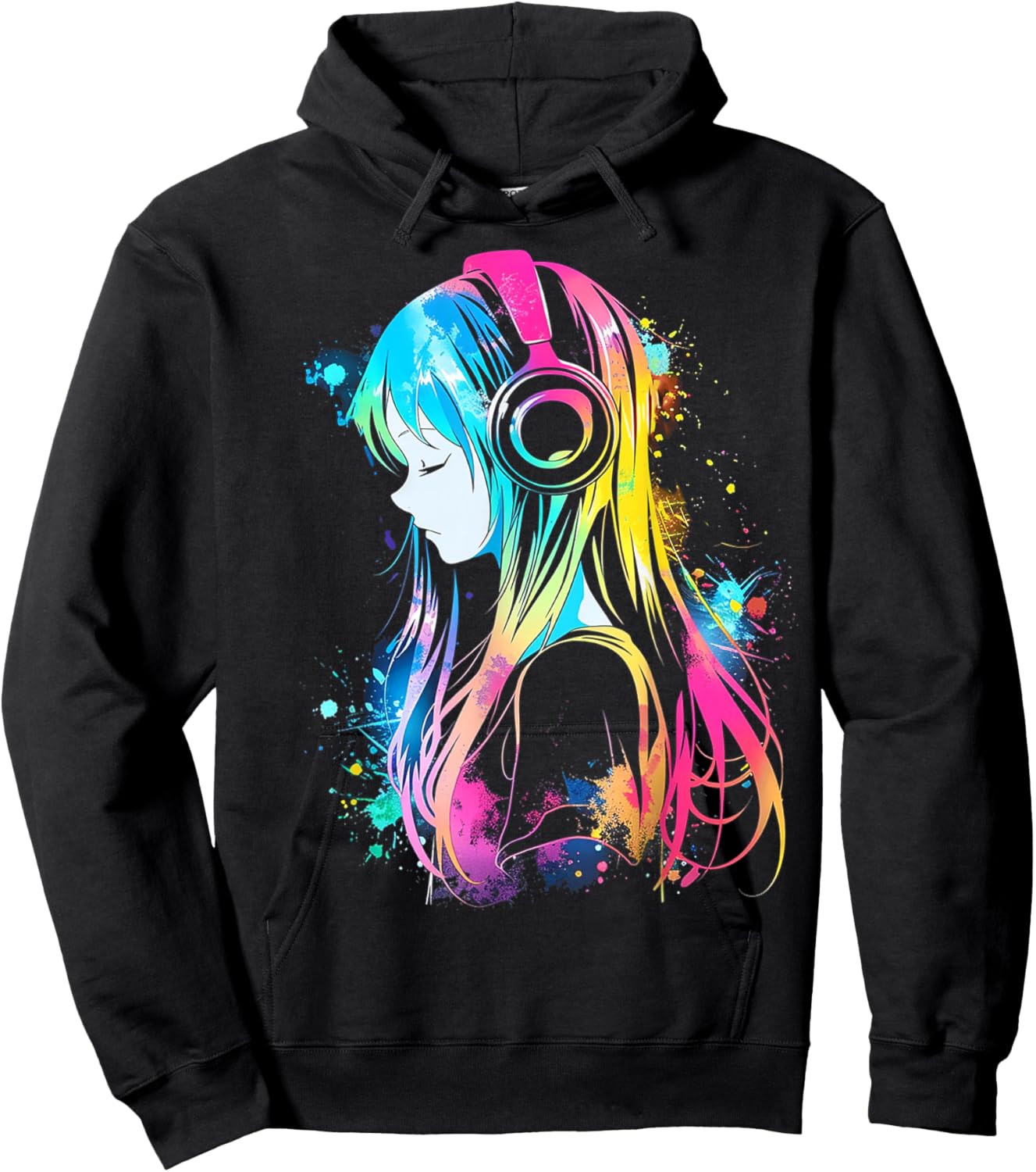 Anime Manga Graphic Headphone Art Anime Hoodie - Hoodie | Black