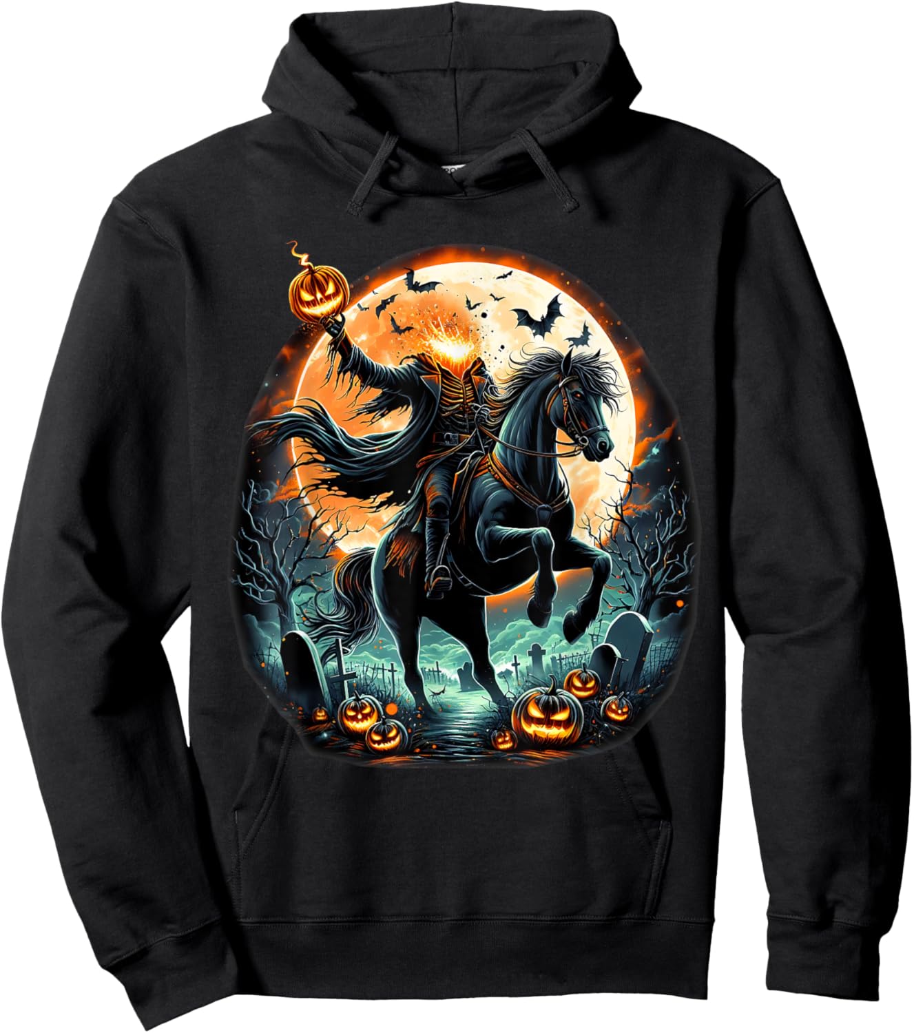 Pumpkin Headless Horseman Scary Halloween Hoodie - Hoodie | Black