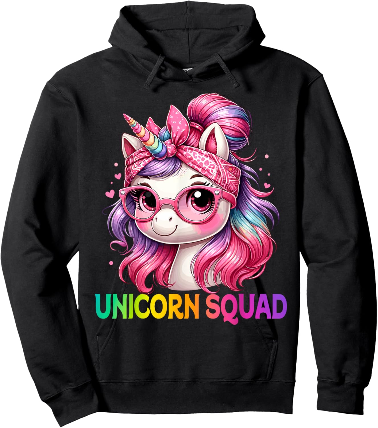 Unicorn Squad - Graceful Unicorn with leopard Bandana Hoodie - Hoodie | Black