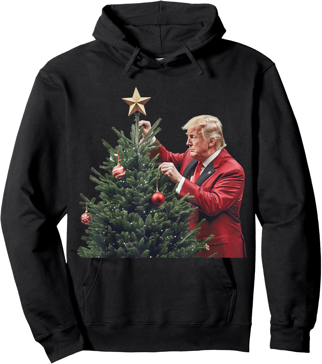 Donald Trump Traditional Christmas Tree Xmas USA President Hoodie - Hoodie | Black