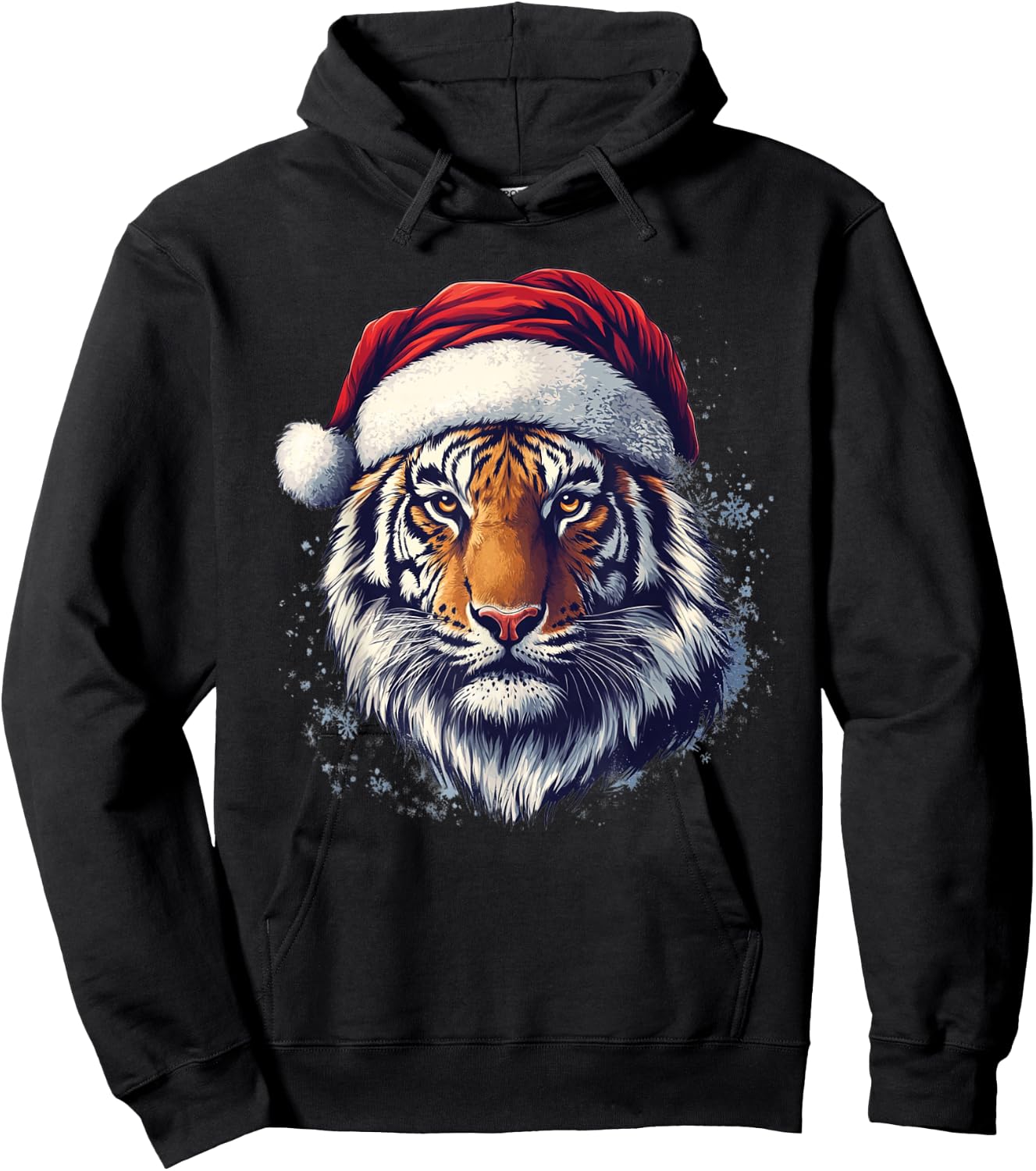 Tiger Santa Hat Funny Zookeeper Tiger Lover Christmas Pajama Hoodie - Hoodie | Black