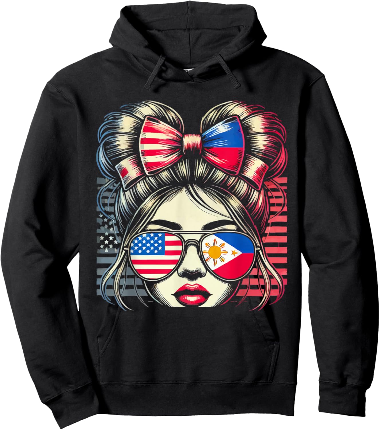 Half Filipino Half American USA Flag Philippines America Hoodie - Hoodie | Black
