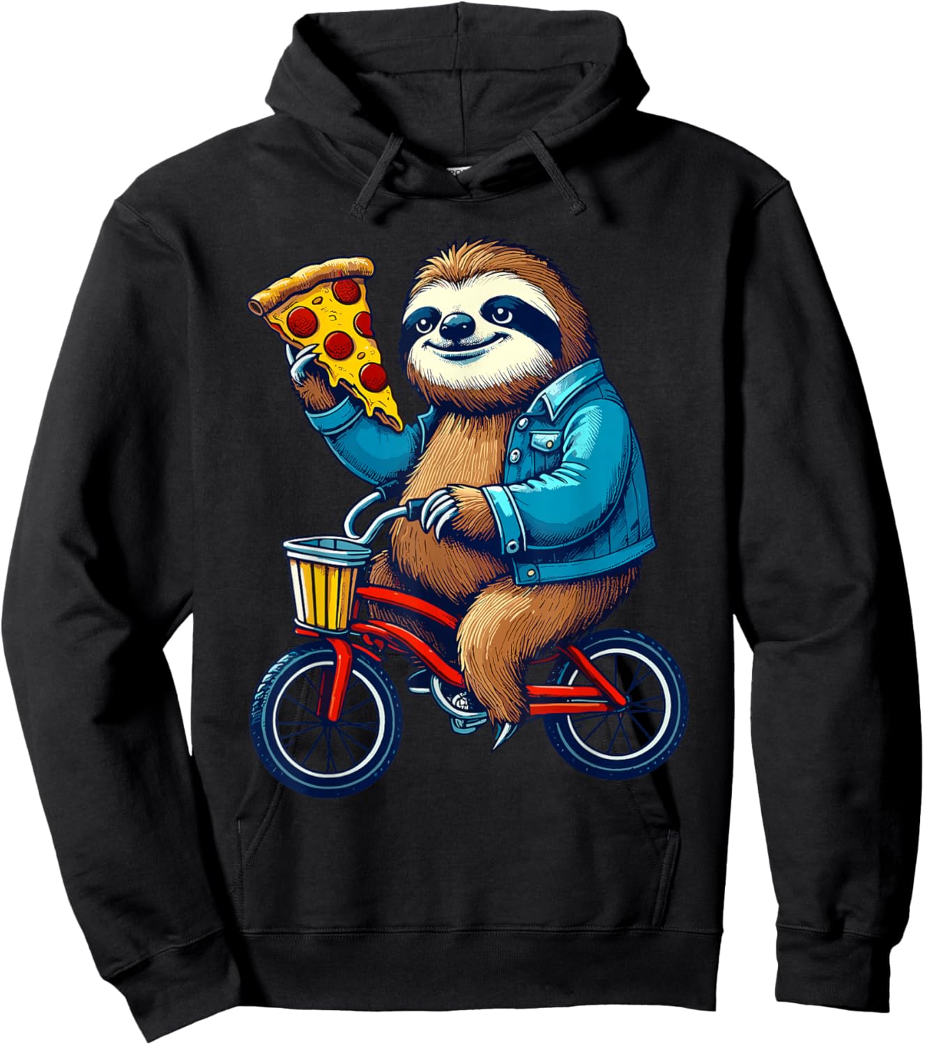 Sloth Riding a Bicycle Eating Pizza Biker Biking Boys Kids Hoodie - Hoodie | Black