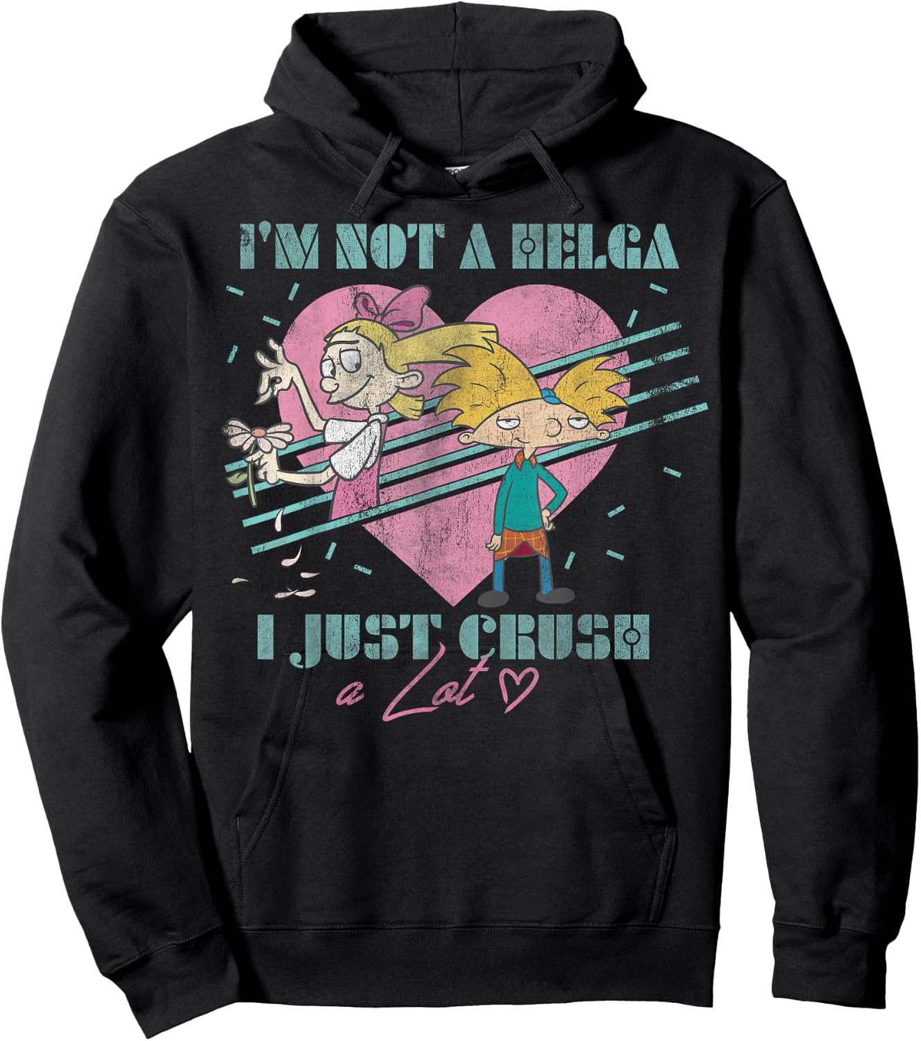 Hey Arnold! I'm Not Helga I Just Crush A Lot Hoodie - Hoodie | Black