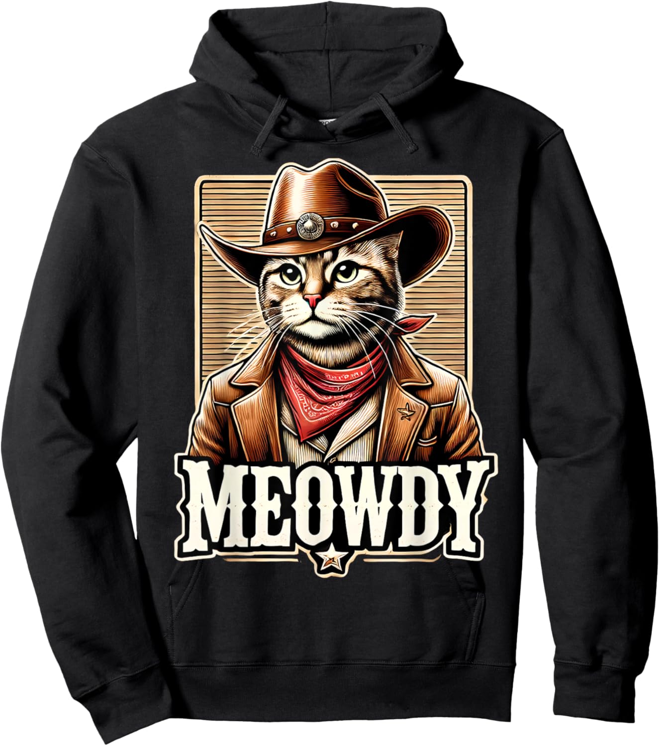 Meowdy Cat Cowboy Cowgirl Meow Howdy Halloween Costume Hoodie - Hoodie | Black