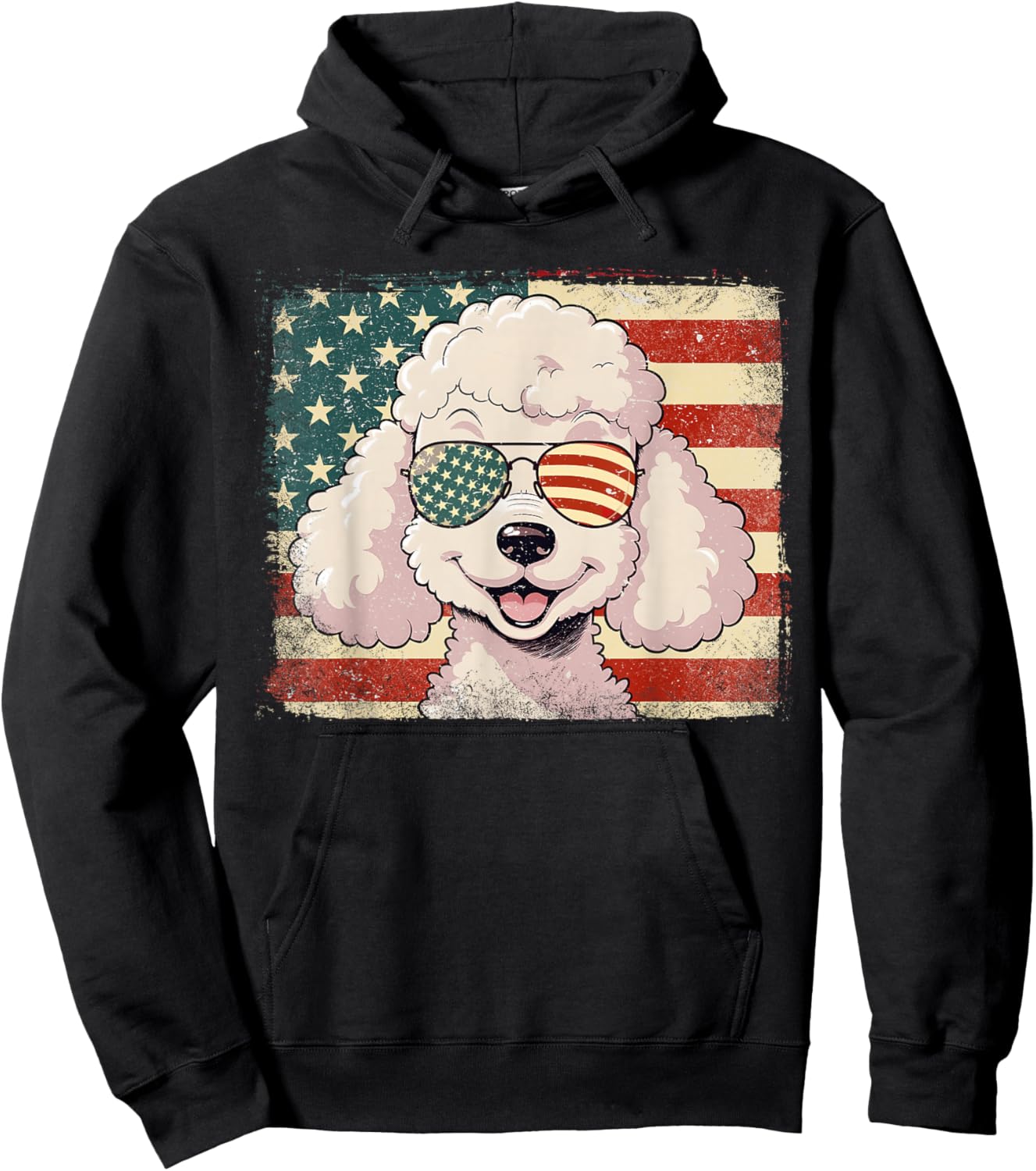 Patriotic Toy Poodle Dog Lover USA Flag 4th Of July Hoodie - Hoodie | Black