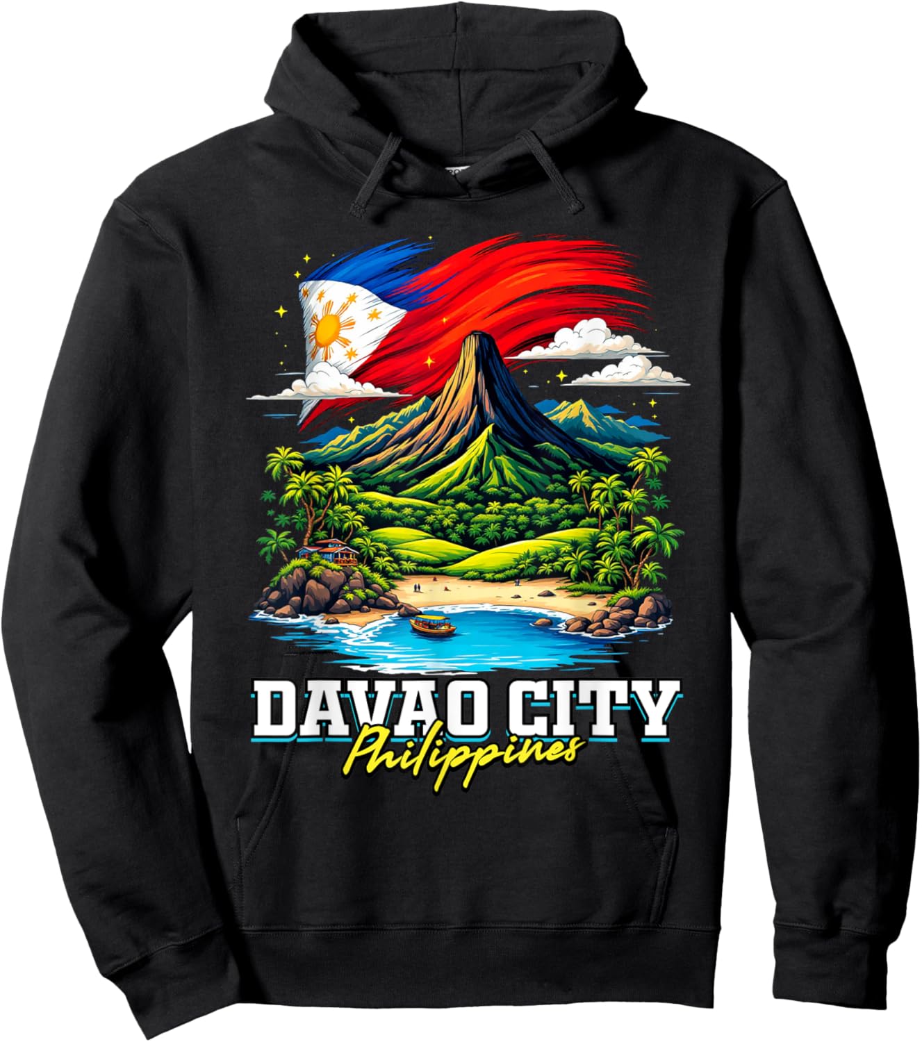 Davao City Philippines Souvenir Filipino Flag Hoodie - Hoodie | Black