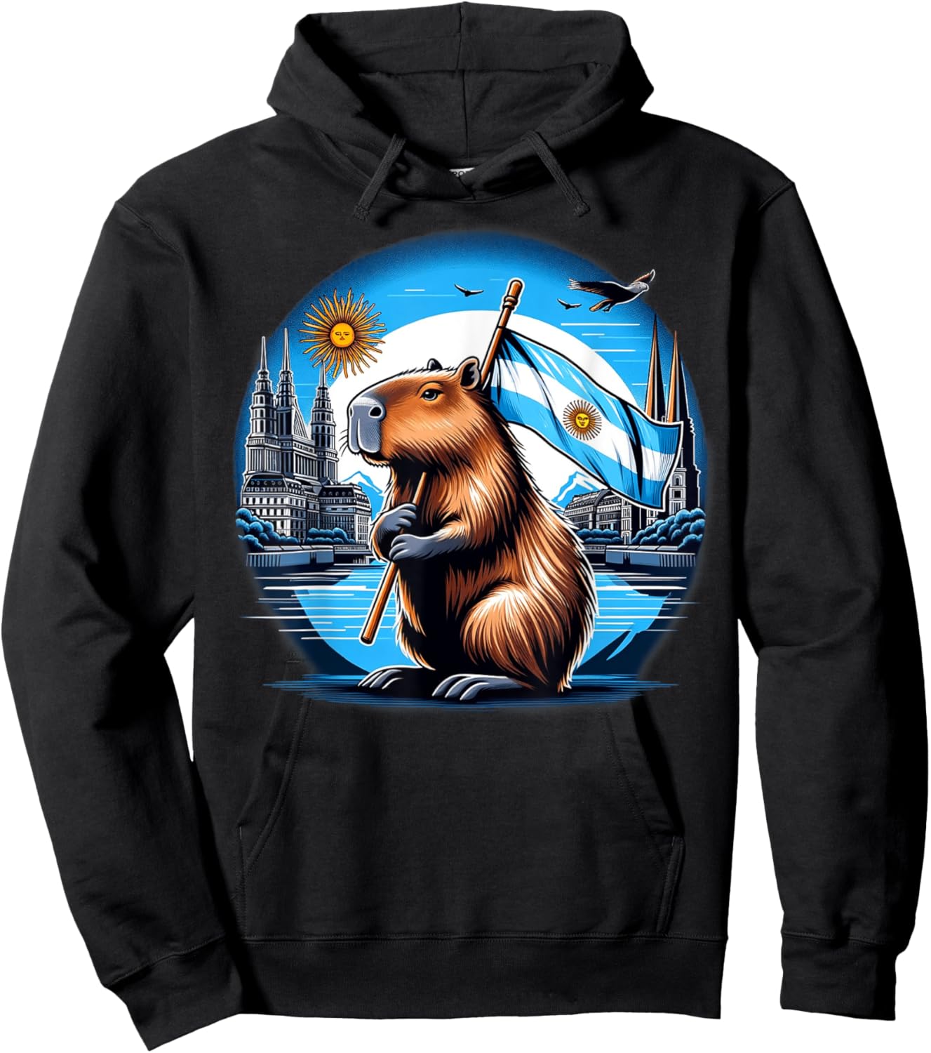 Argentina Flag Capybara - National Day Capivara Hoodie - Hoodie | Black