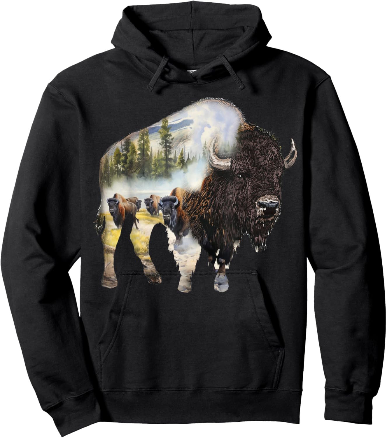 Bison Buffalo Beef Design Illustration Hoodie - Hoodie | Black