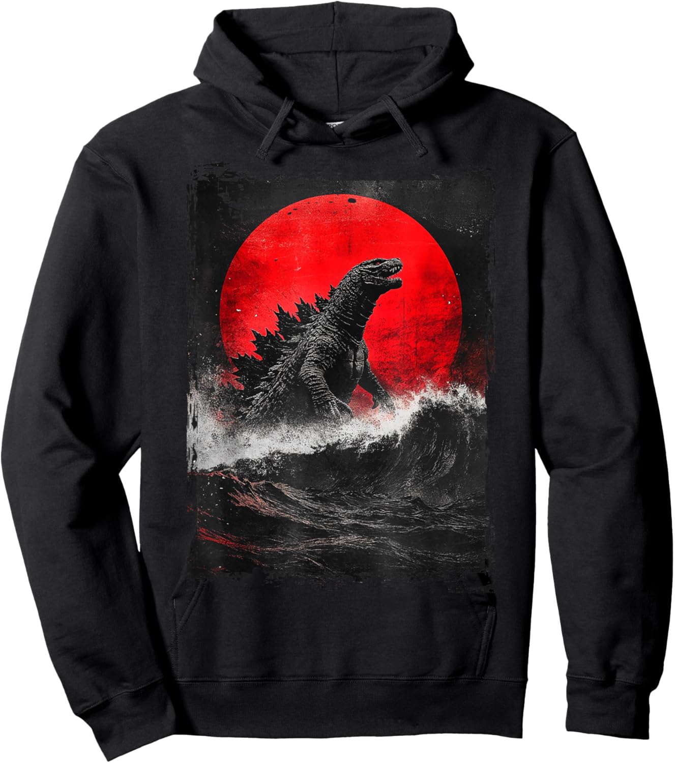 Japanese Kaiju Art : -Adults, Kids; Black; Small; Short Sleeve; Cotton, Polyester; Unique Kaiju Design Hoodie - Hoodie | Black