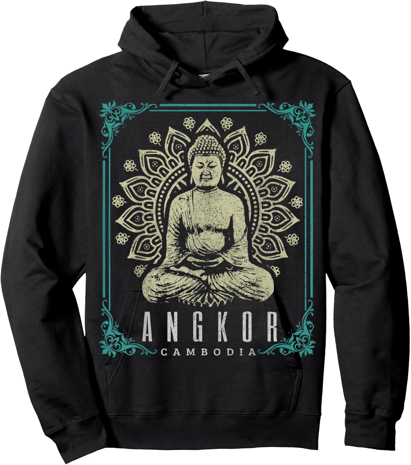 Angkor Wat Cambodia Buddha Temple Vintage Souvenir Hoodie - Hoodie | Black