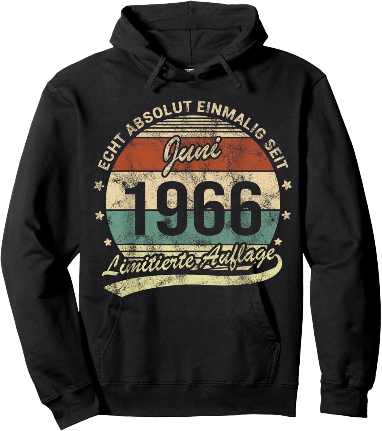 60. Geburtstag Echt Absolut Einmalig Seit Juni 1966 Retro Hoodie - Hoodie | Black