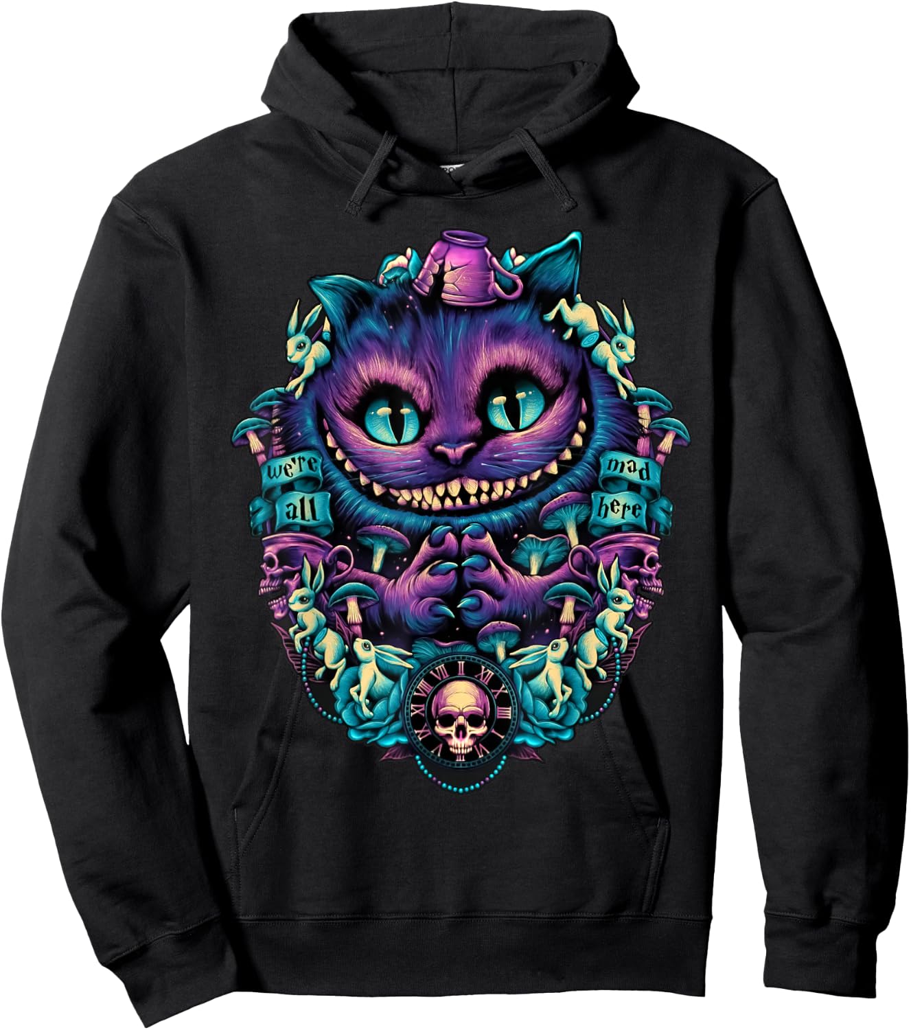 Cheshire Cat Shirt Alice in Wonderland Graphic Hoodie - Hoodie | Black
