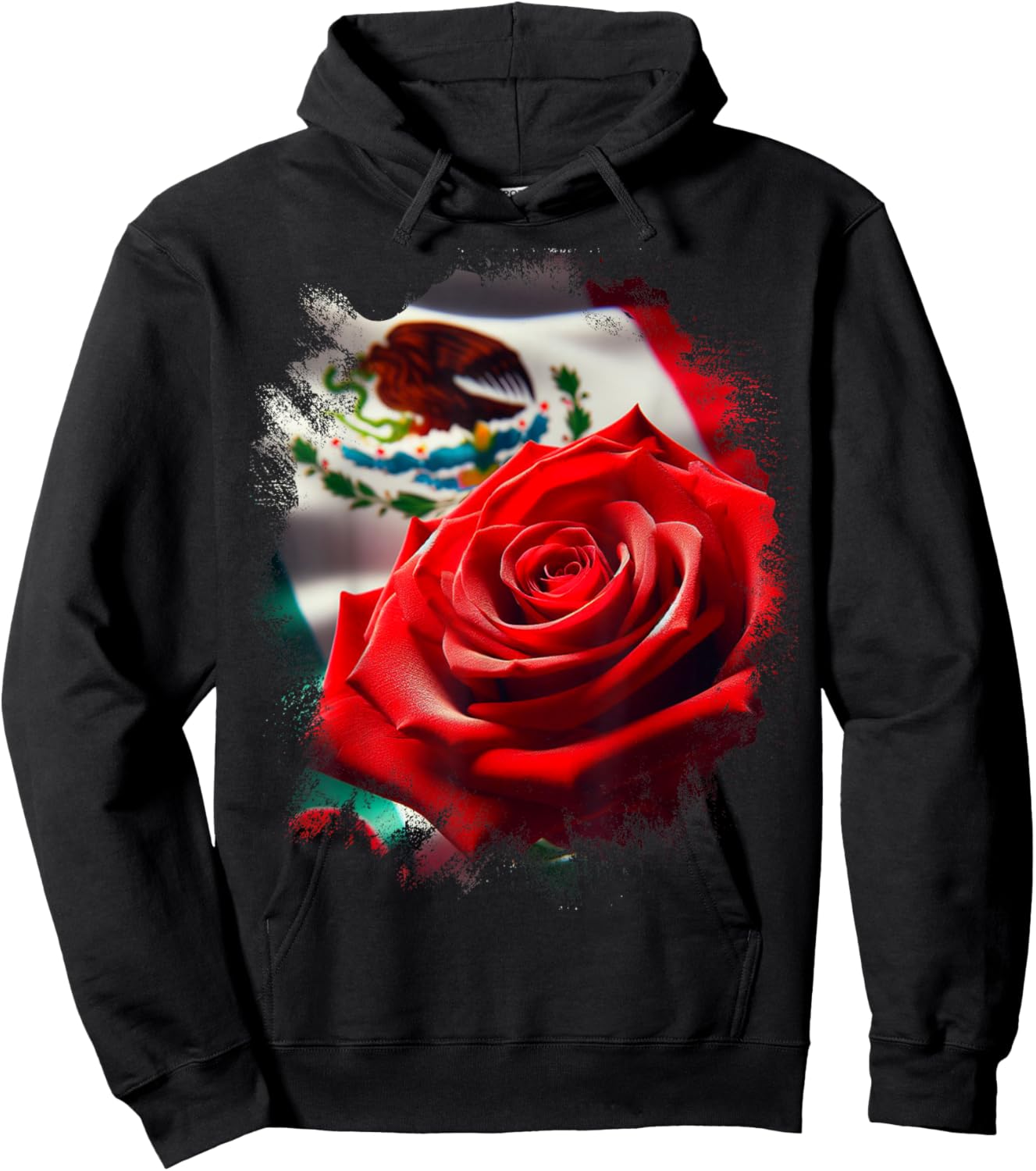 Mexico Gift Rose Tijuana Mexican Hispanic Pride Poncho Hoodie - Hoodie | Black