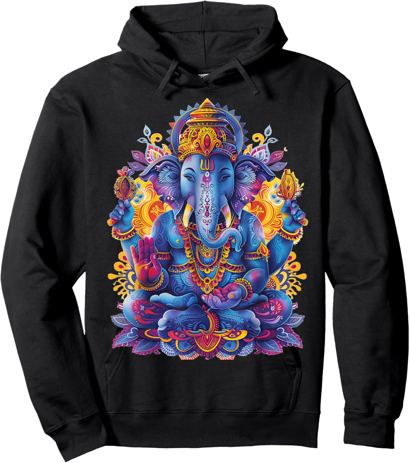 Ganesh spiritual hindu god elephant yoga meditation Hoodie - Hoodie | Black