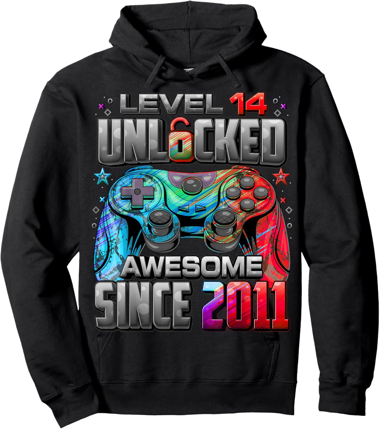Level 14 Unlocked Awesome Since 2011 14th Birthday Gaming Hoodie - Hoodie | Black
