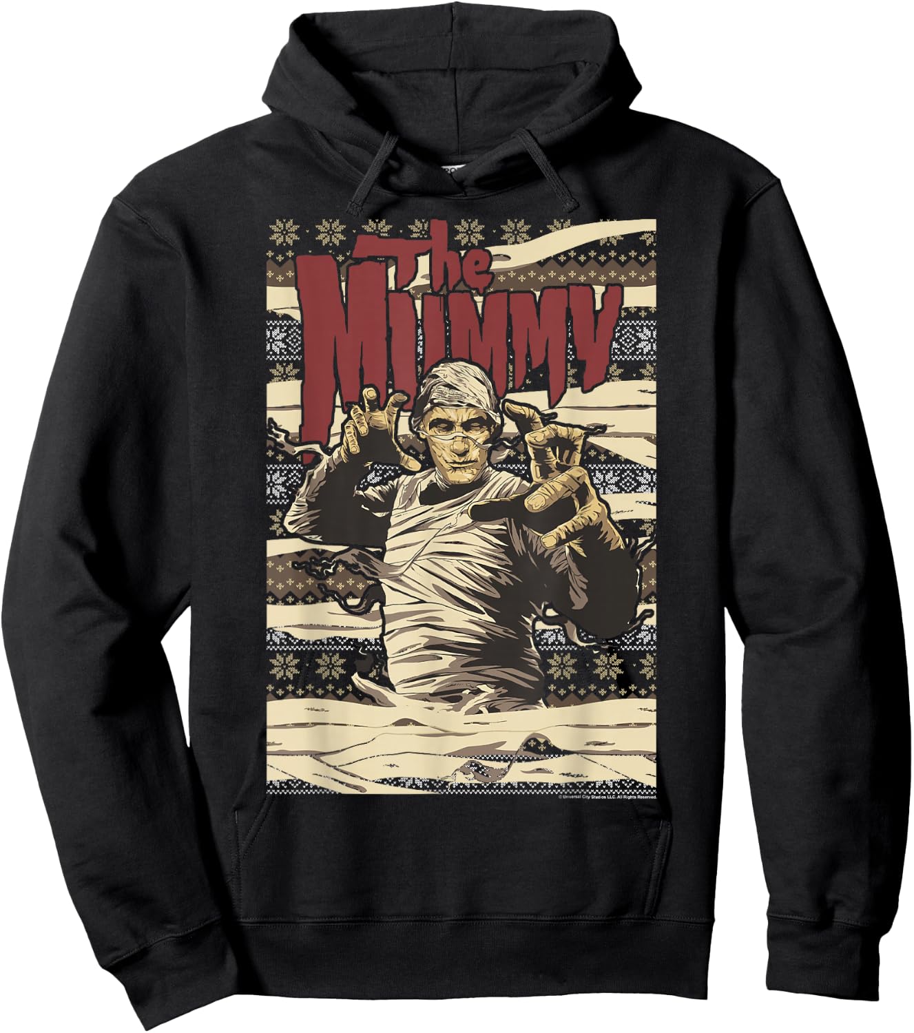 Universal Monsters Christmas The Mummy Ugly Sweater Hoodie - Hoodie | Black