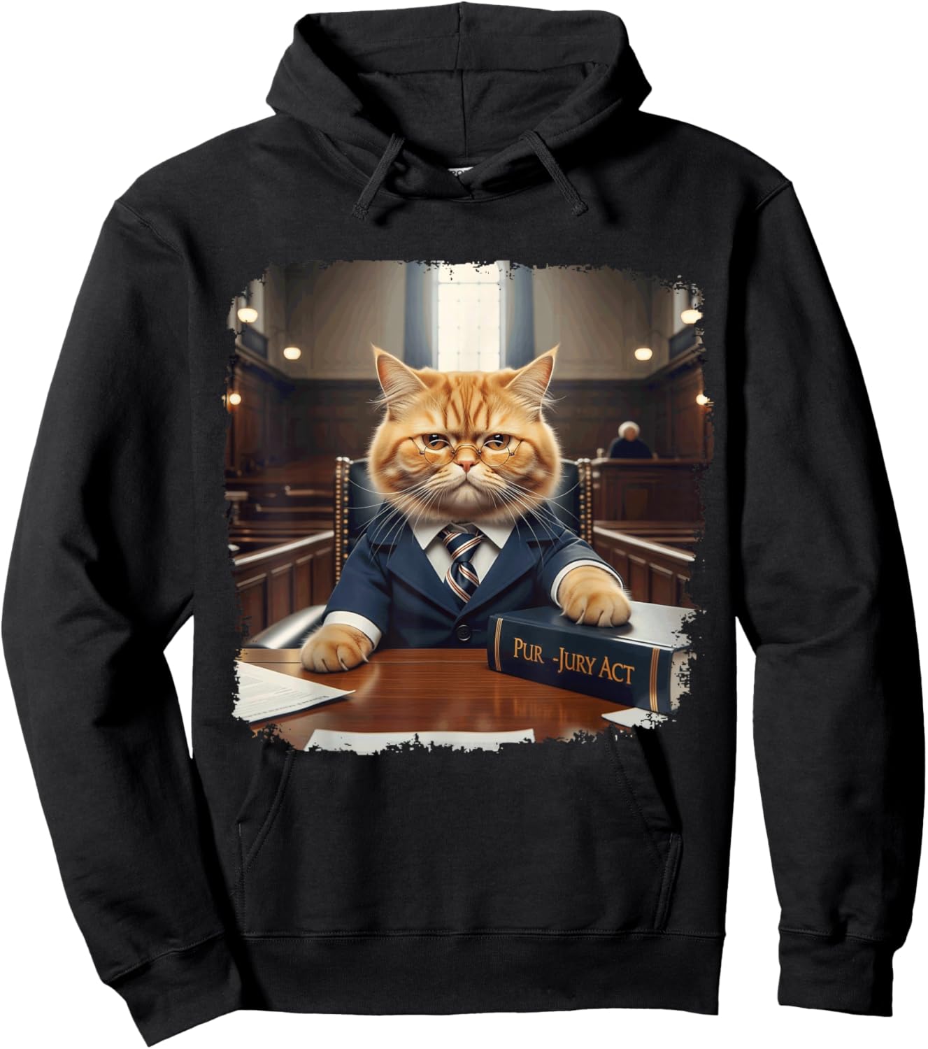 Funny Law Student School Justice Meme in Court Cat Lawyer Hoodie - Hoodie | Black