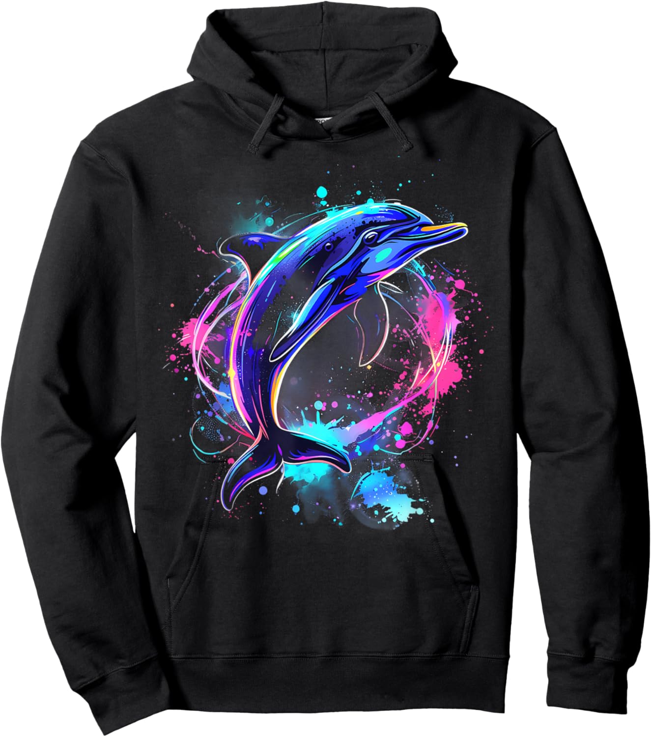 Dolphin Watercolor Sea Ocean Animal Ocean Sea Dolphin Hoodie - Hoodie | Black