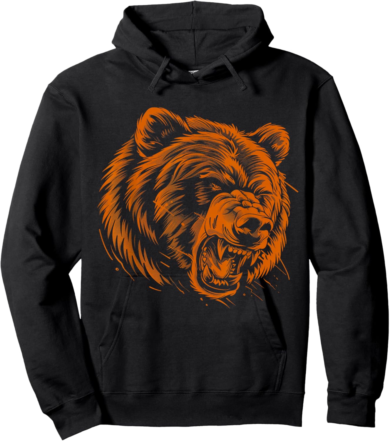 Angry Grizzly Bear Orange Hoodie - Hoodie | Black