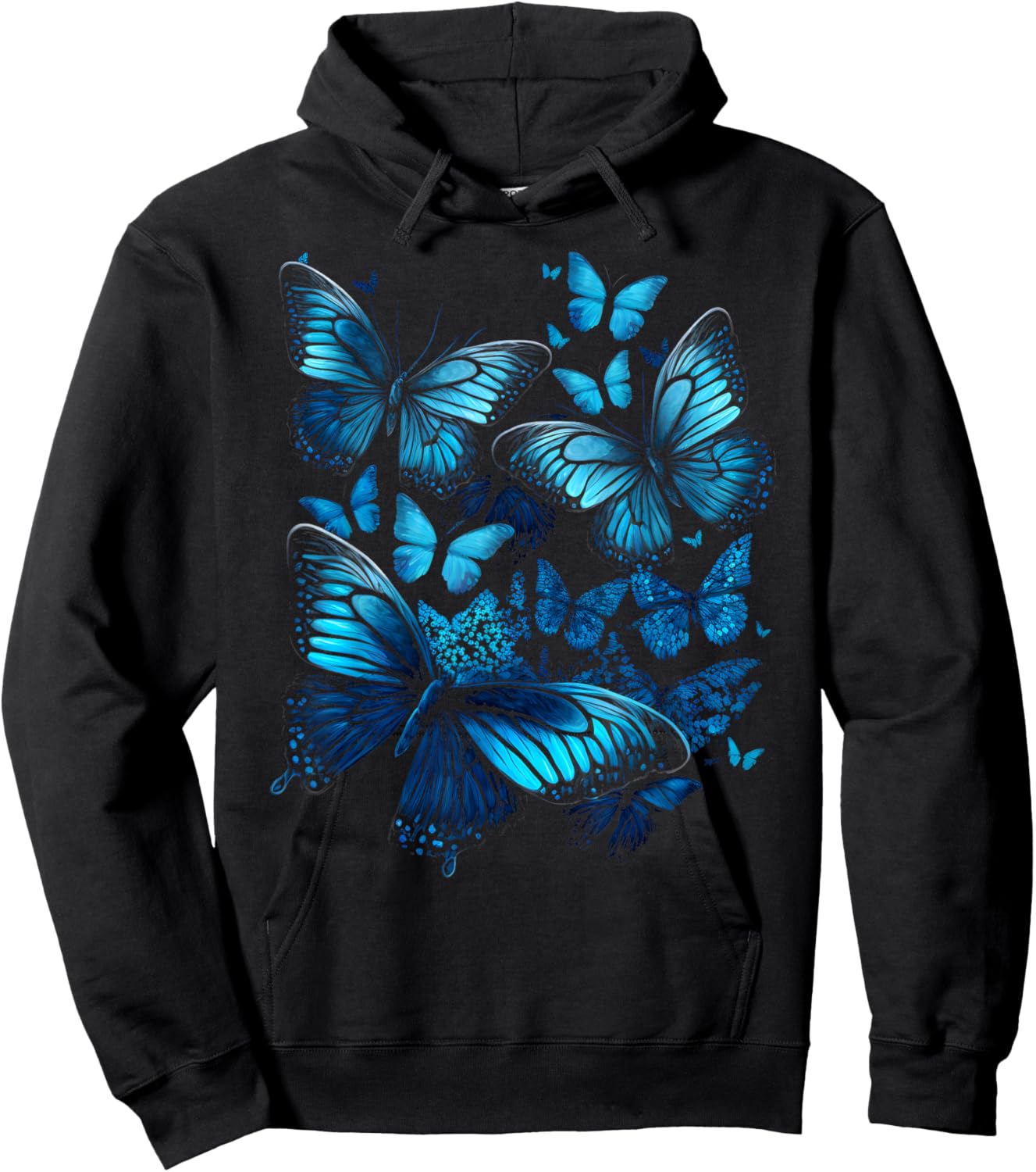 Beautiful Butterflies Summer Funny Graphic Butterfly Print Hoodie - Hoodie | Black