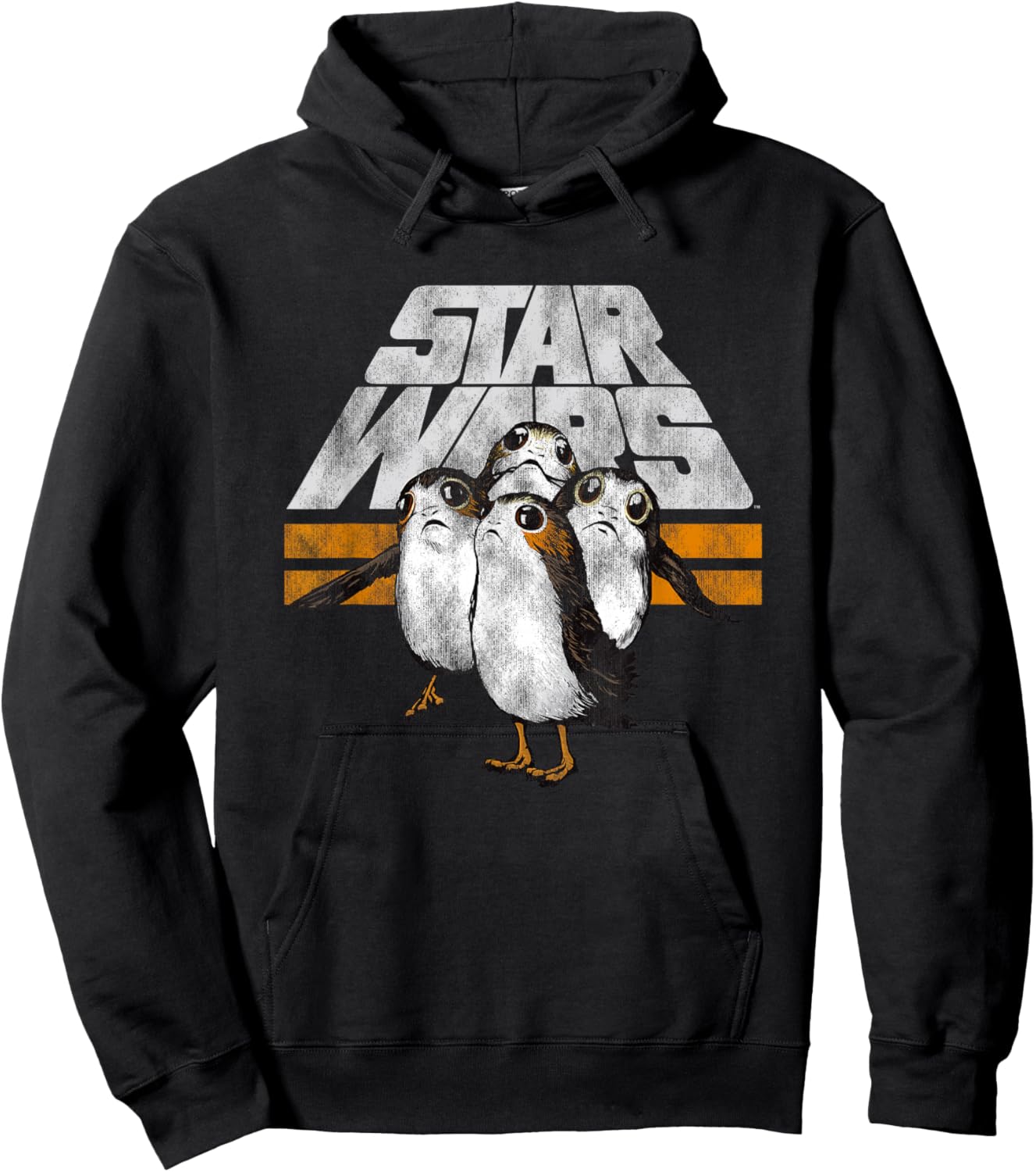 Star Wars The Last Jedi Porgs Distressed Logo Hoodie - Hoodie | Black