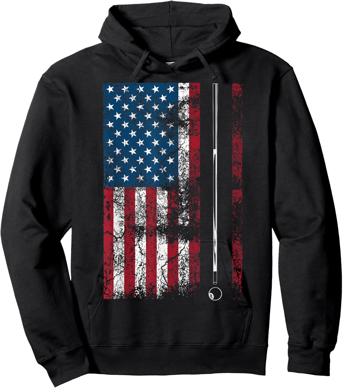 American Flag Billiard Stick Cute Table Game Funny USA Gift Hoodie - Hoodie | Black