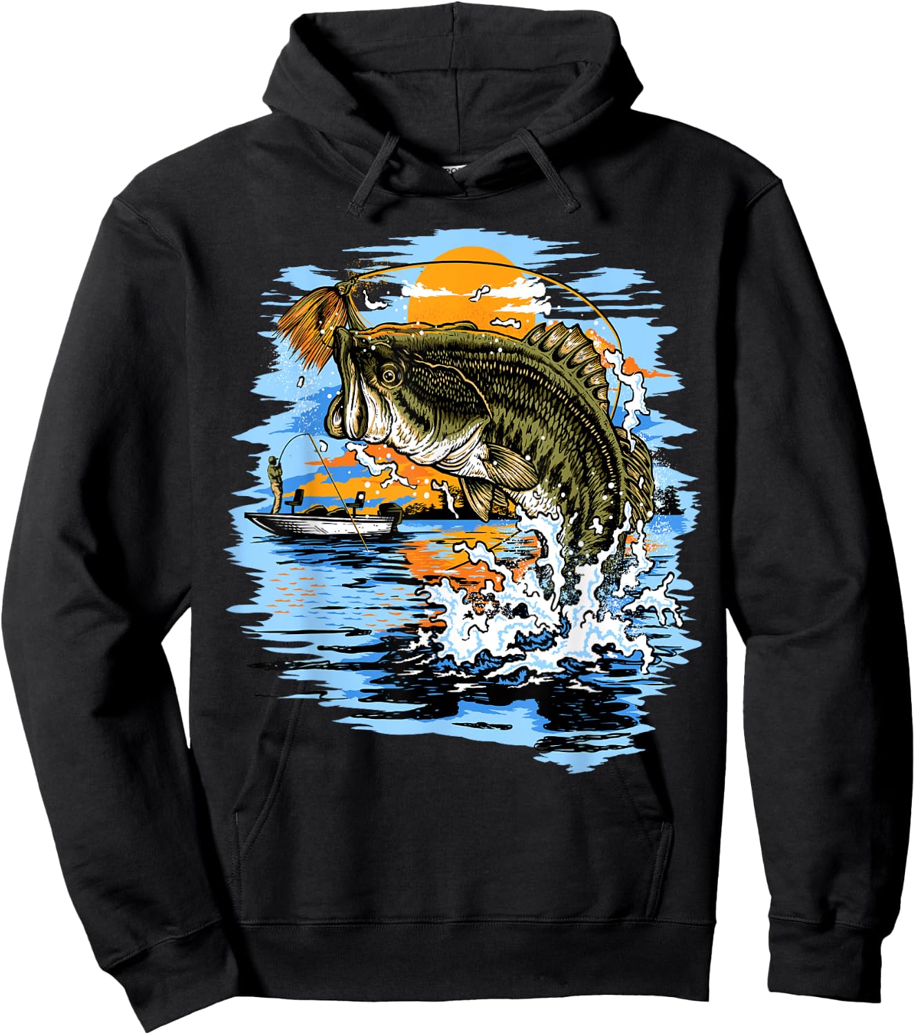 Large Mouth Bass Fishing Hoodie - Hoodie | Black