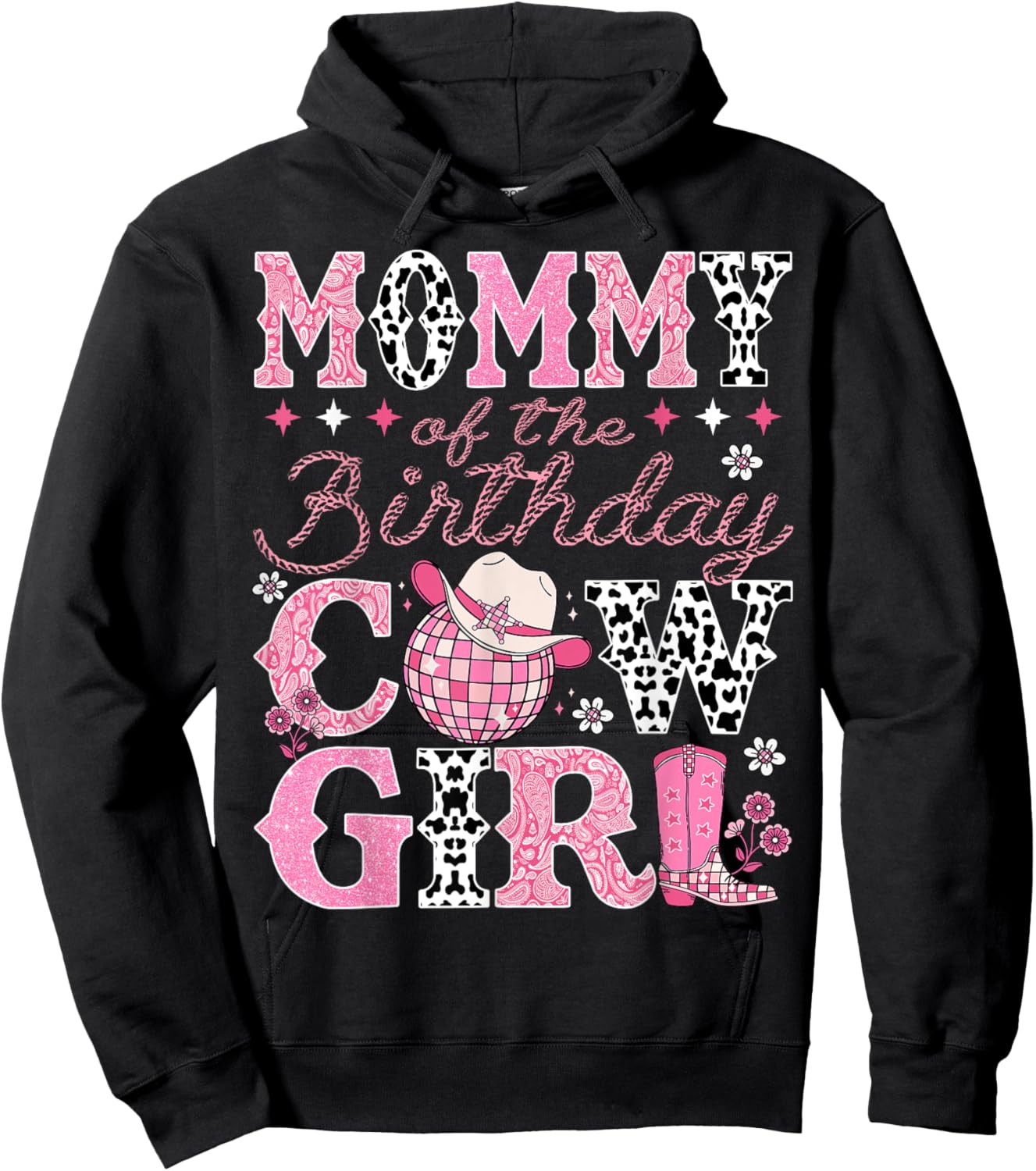 Mommy Of The Birthday CowGirl Rodeo Mommy Bday Party Hoodie - Hoodie | Black