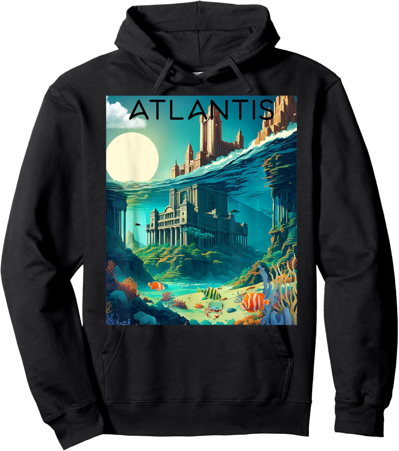 Atlantis Lost Underwater City Of Utopian Myth Travel Ad Hoodie - Hoodie | Black