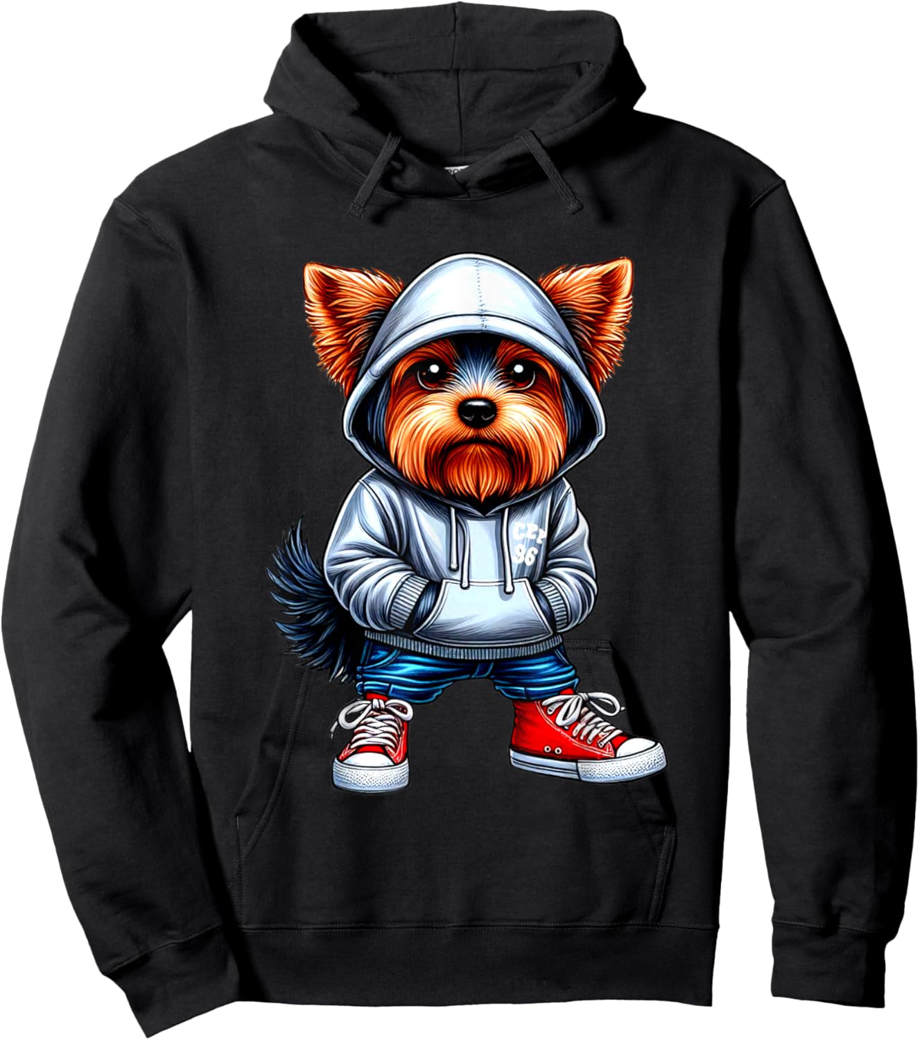 Thug Dog Yorkshire Terrier Gangster Yorkie Dog Lovers Design Men Women Hoodie - Hoodie | Black