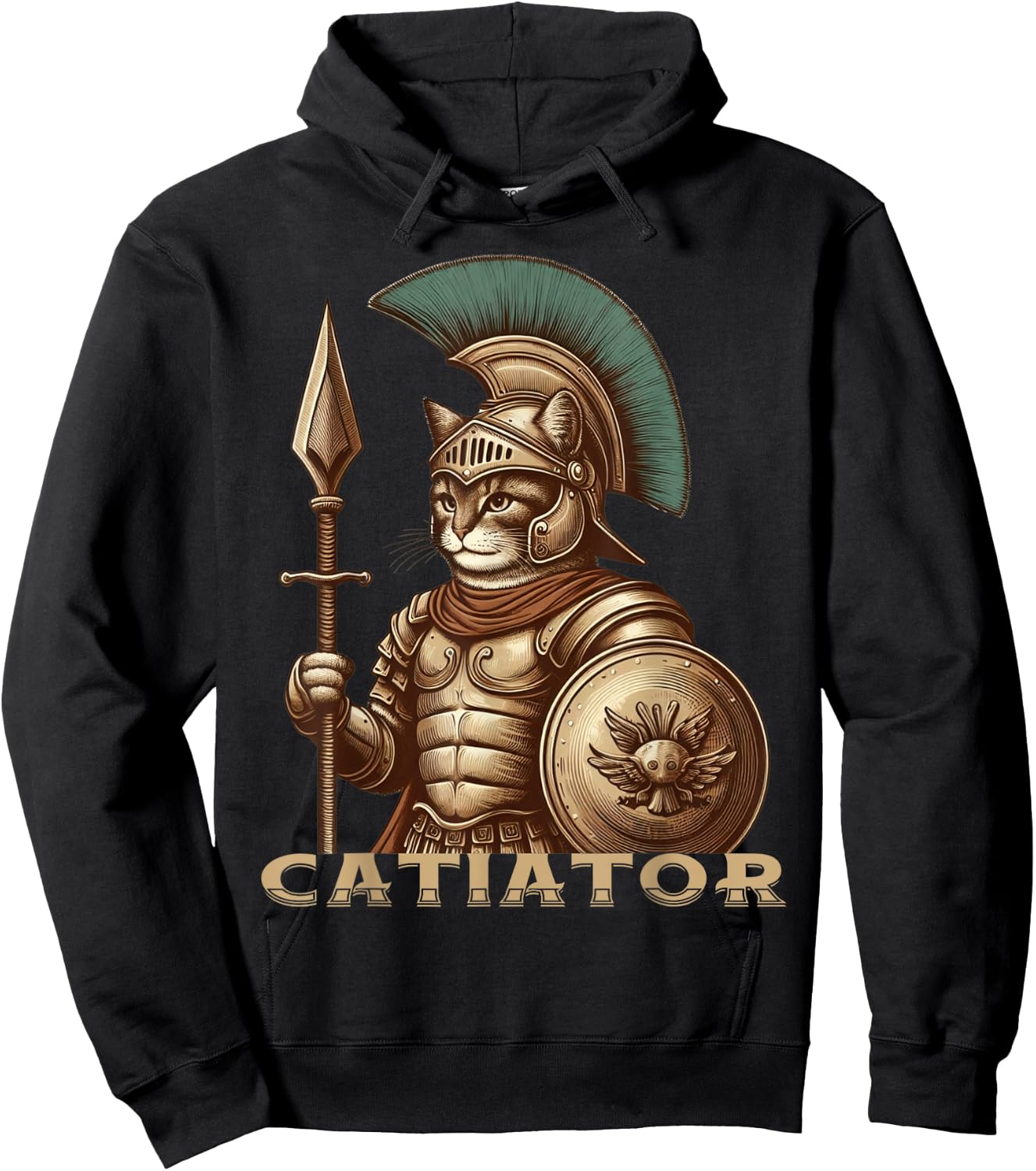 Cat Warrior Gladiator Cat Lovers Funny Cats Hoodie - Hoodie | Black