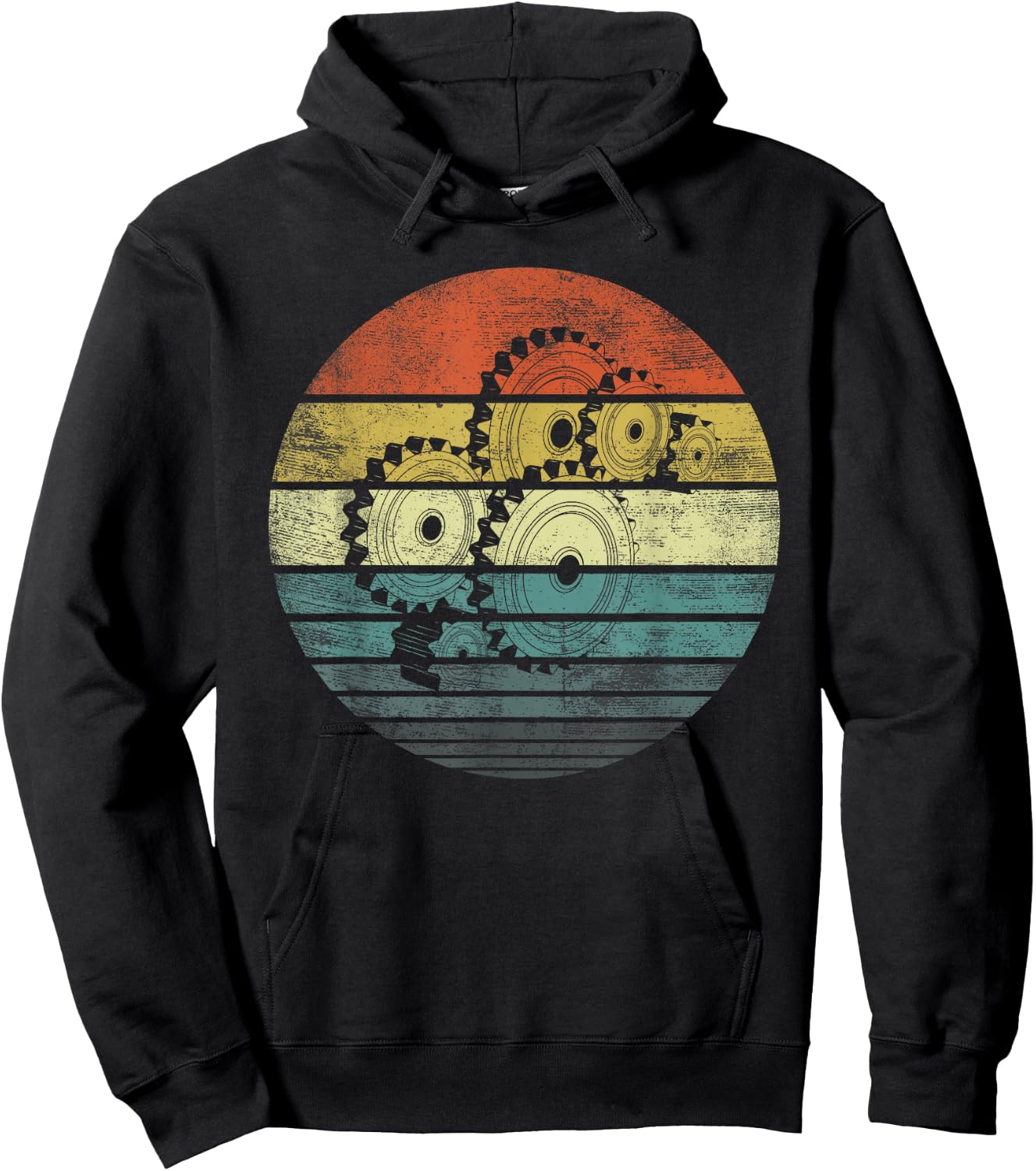 Mechanical Engineer Gifts Funny Retro Cogs Engineering Gear Hoodie - Hoodie | Black