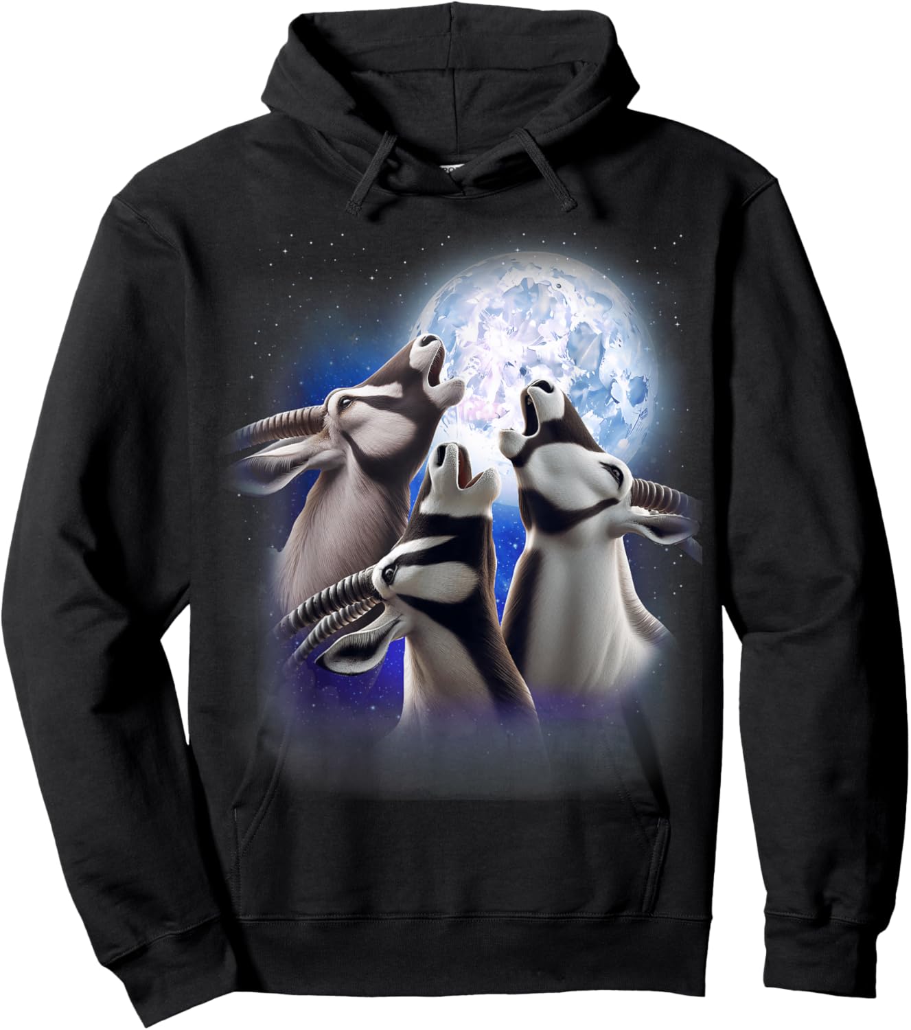 3 Oryx Howling At The Moon Funny Oryx Antelope Animal Lover Hoodie - Hoodie | Black