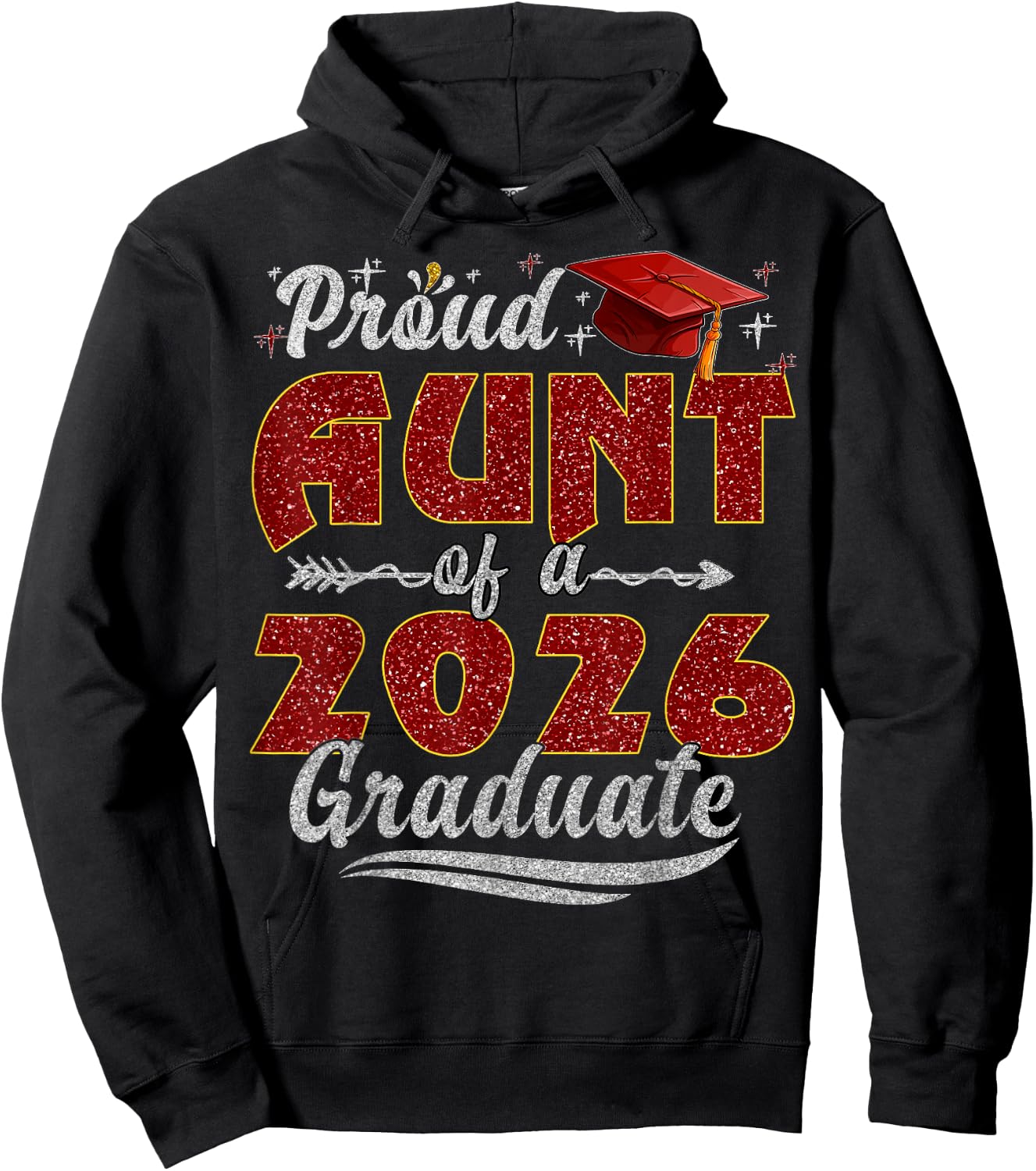Proud Aunt of a Class of 2026 Graduate Senior Graduation Hoodie - Hoodie | Black
