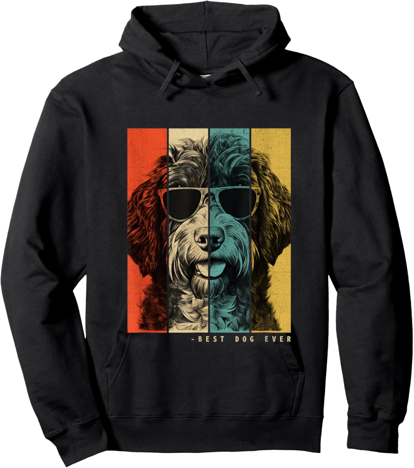 Vintage Bordoodle Dog Mom Dad Kids Men Women Hoodie - Hoodie | Black