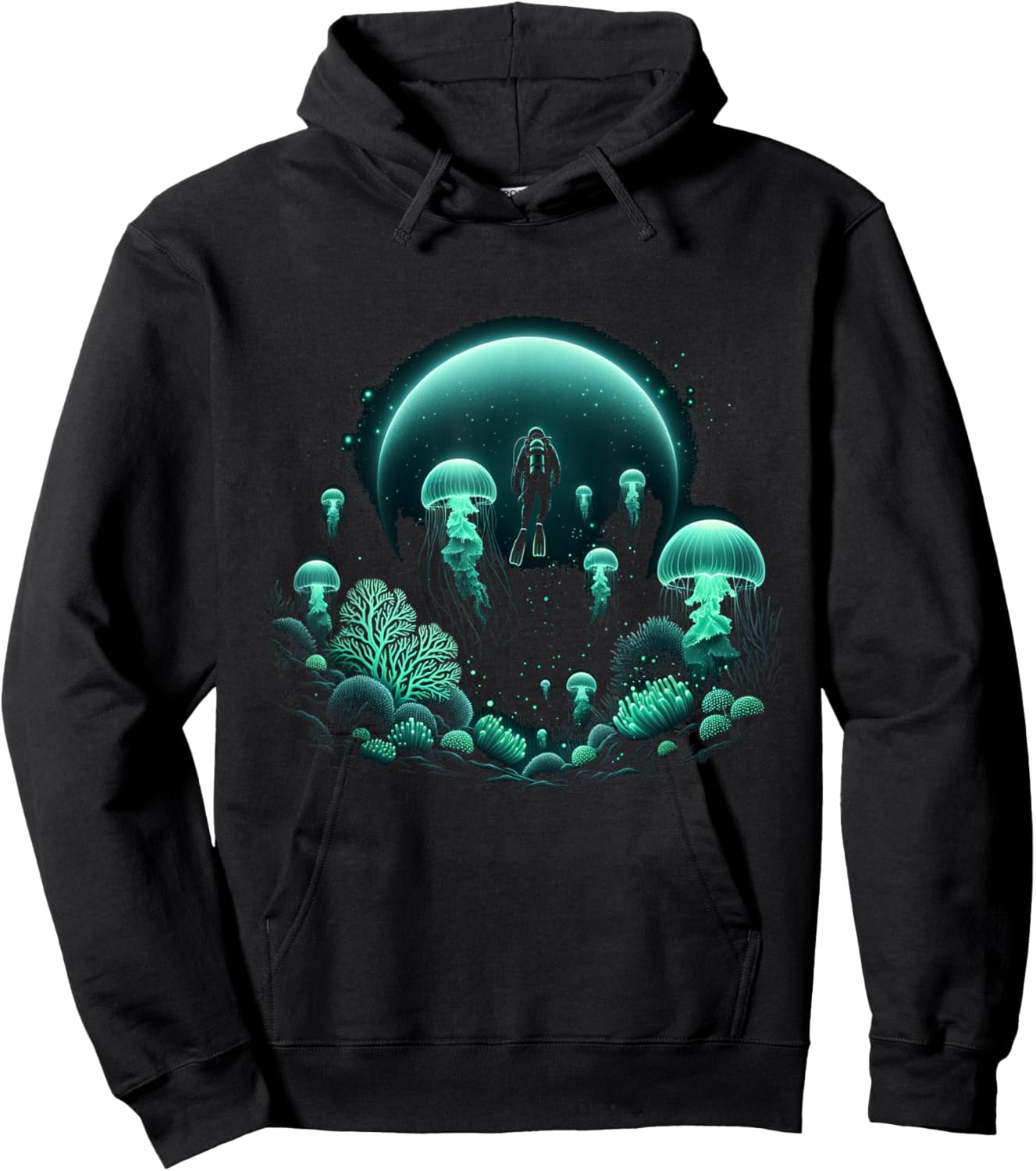 Scuba Diver and Jellyfish for Ocean Dive Trip Scuba Diving Hoodie - Hoodie | Black