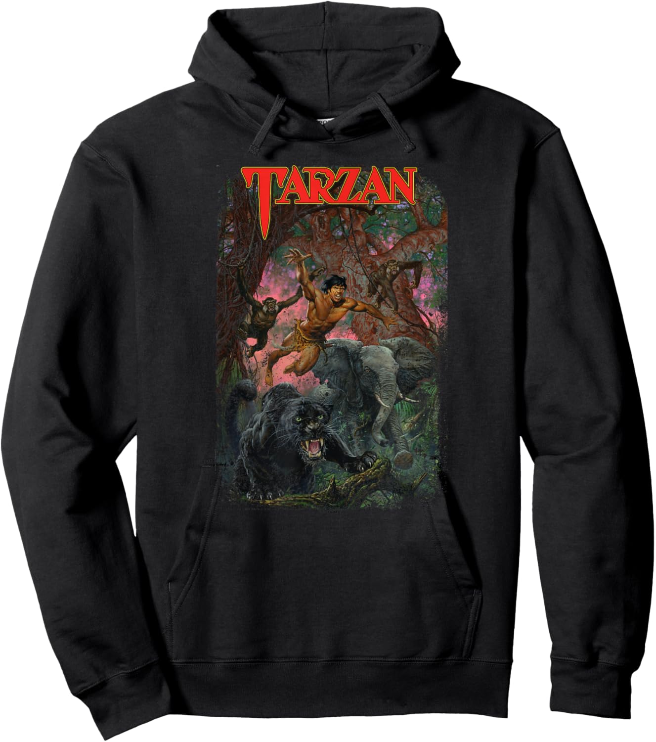 Tarzan Leaping Animal Illustration Father's Day Hoodie - Hoodie | Black
