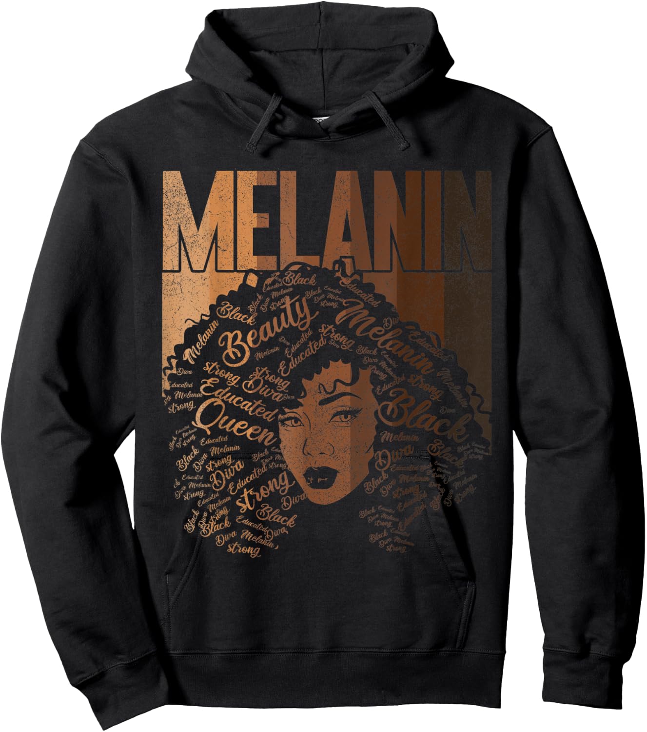 Black Melanin Queen Apparel, African American Afro Women Hoodie - Hoodie | Black