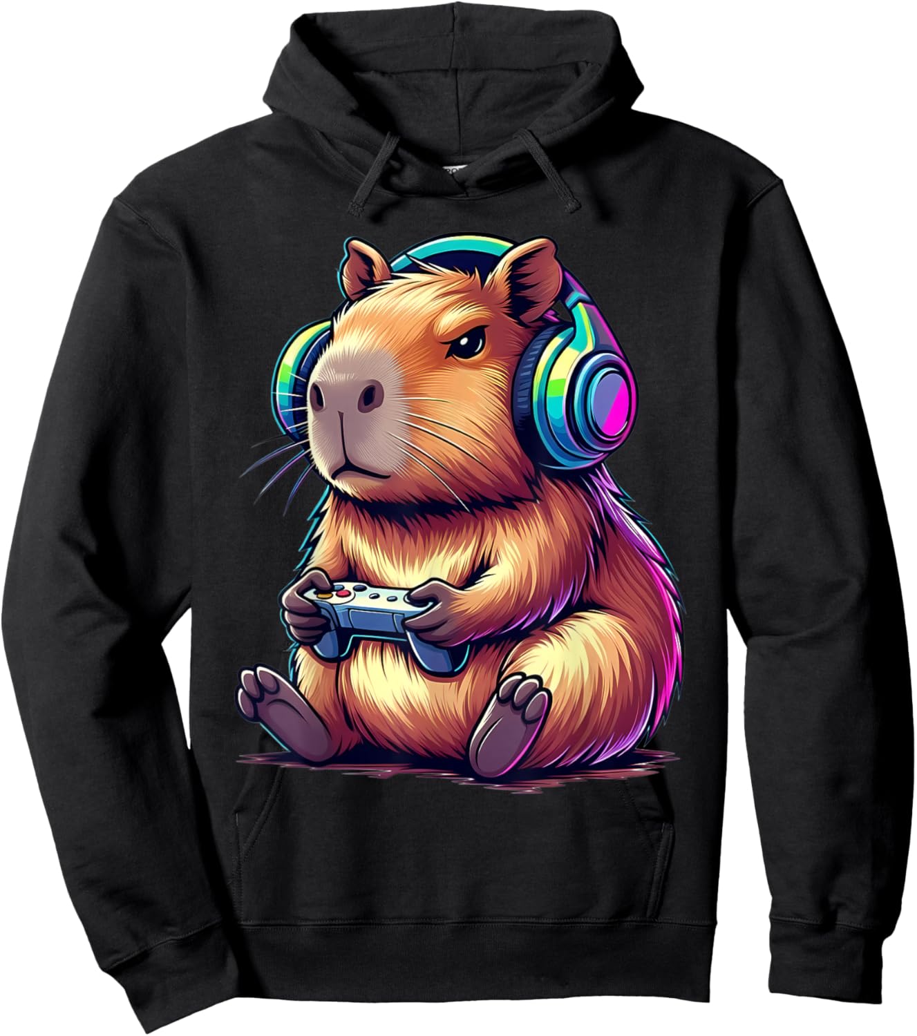 Lustiges Capybara Gamer süßes Videospiel Capybara Tierdesign Hoodie - Hoodie | Black