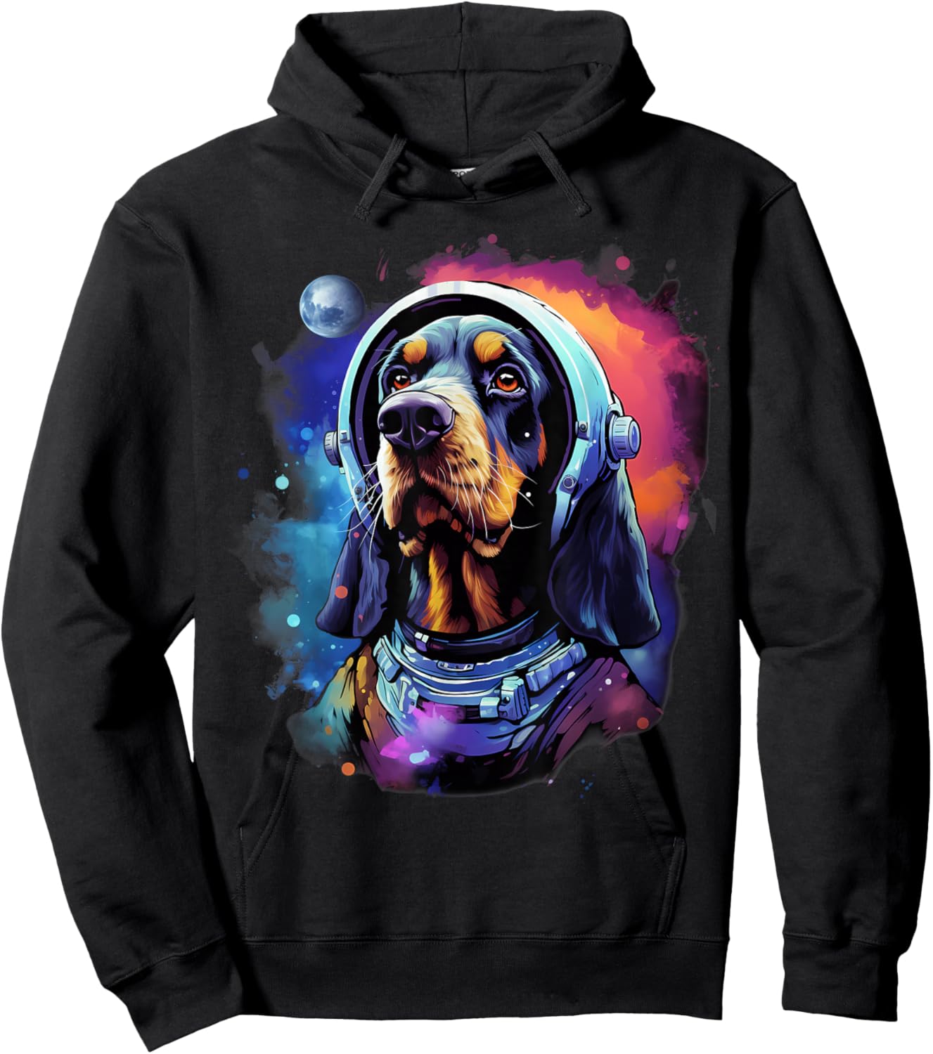 Space Bluetick Coonhound Dog Astronaut Hoodie - Hoodie | Black