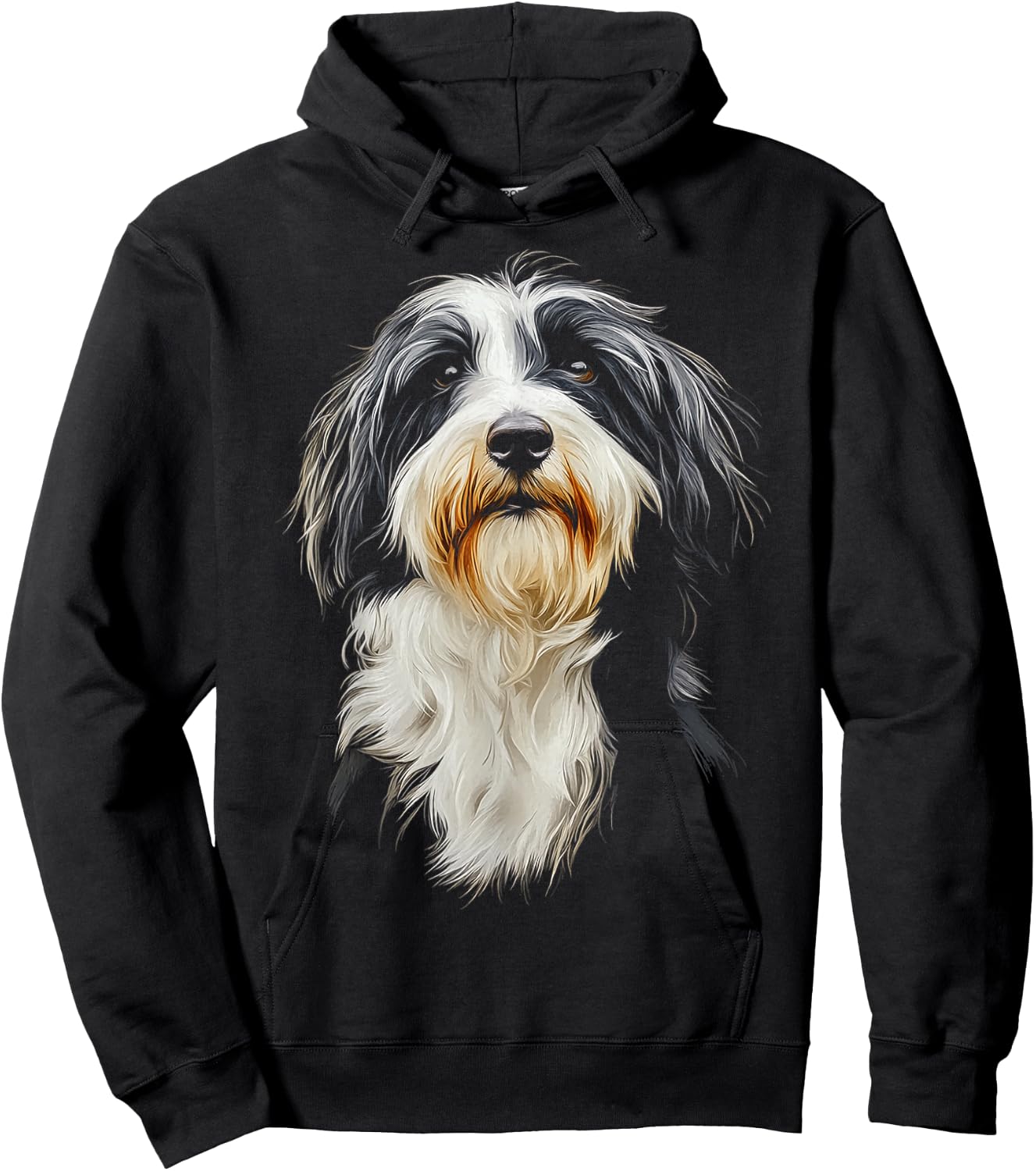Bearded Collie Dog Motif Pet Illustration Bearded Collie Hoodie - Hoodie | Black