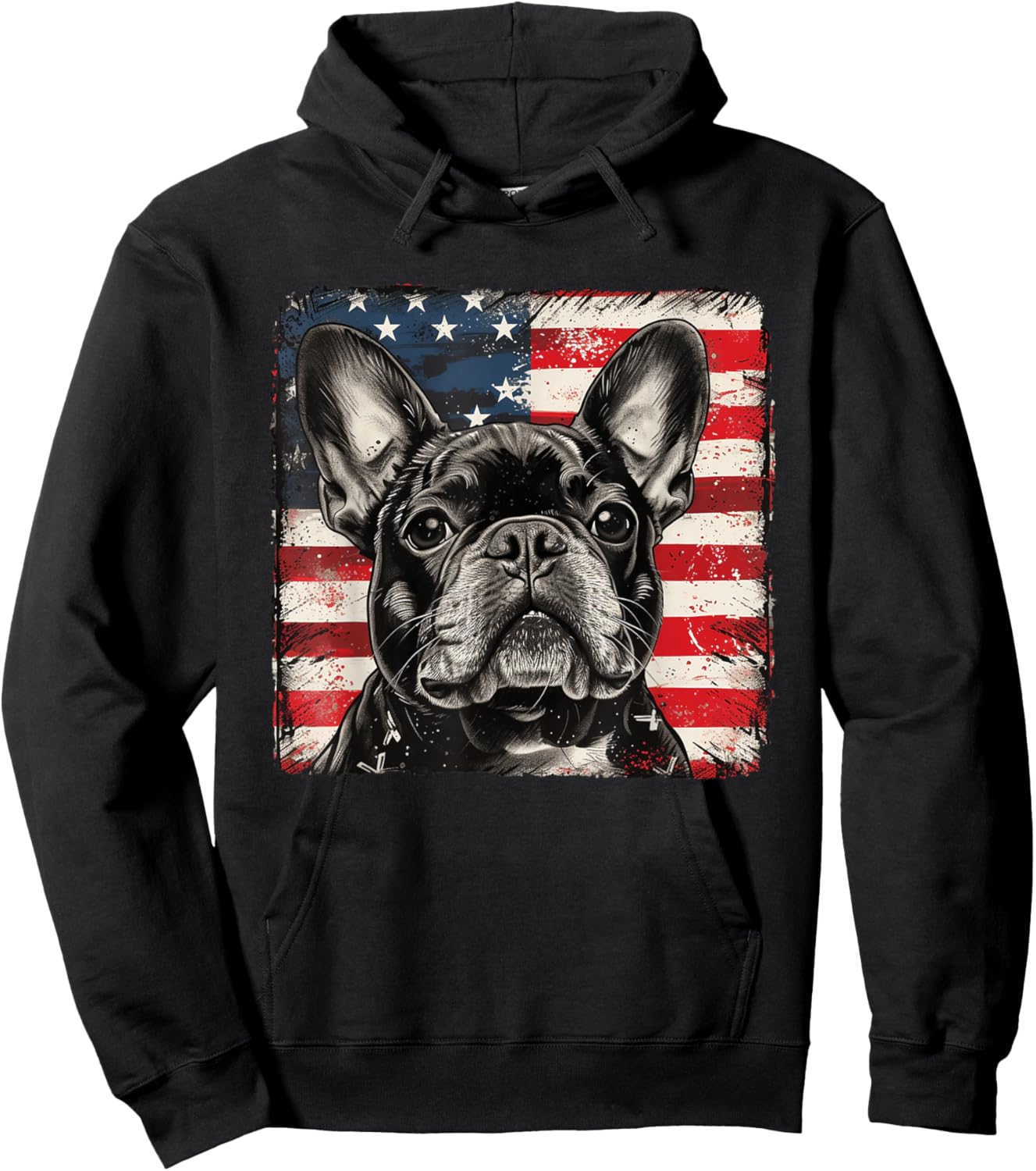 Frenchie Dog Patriotic 4th of July Gift Men Women Kids Hoodie - Hoodie | Black