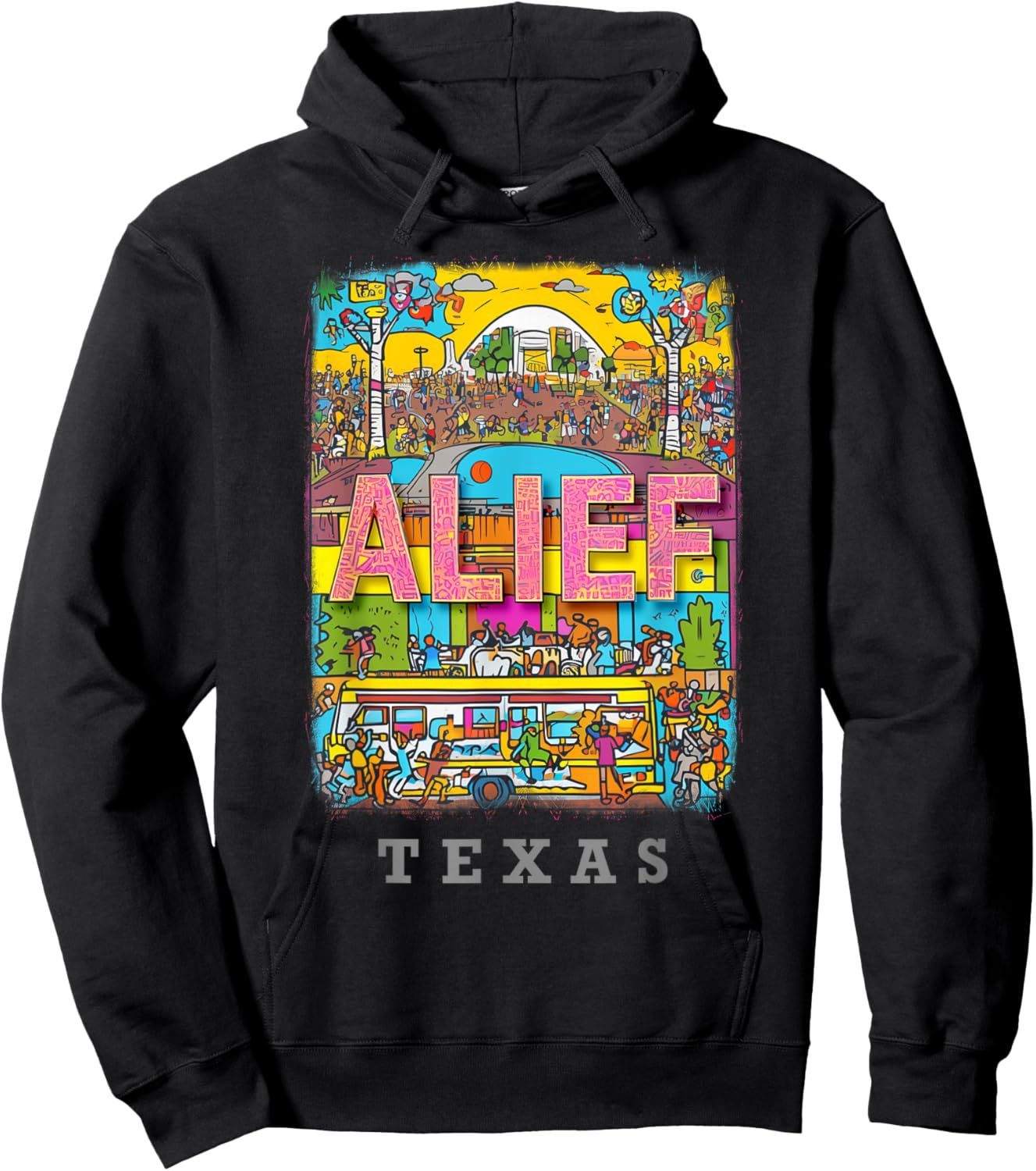 Alief Texas Houston TX Vibrant Street Life SD424 Hoodie - Hoodie | Black