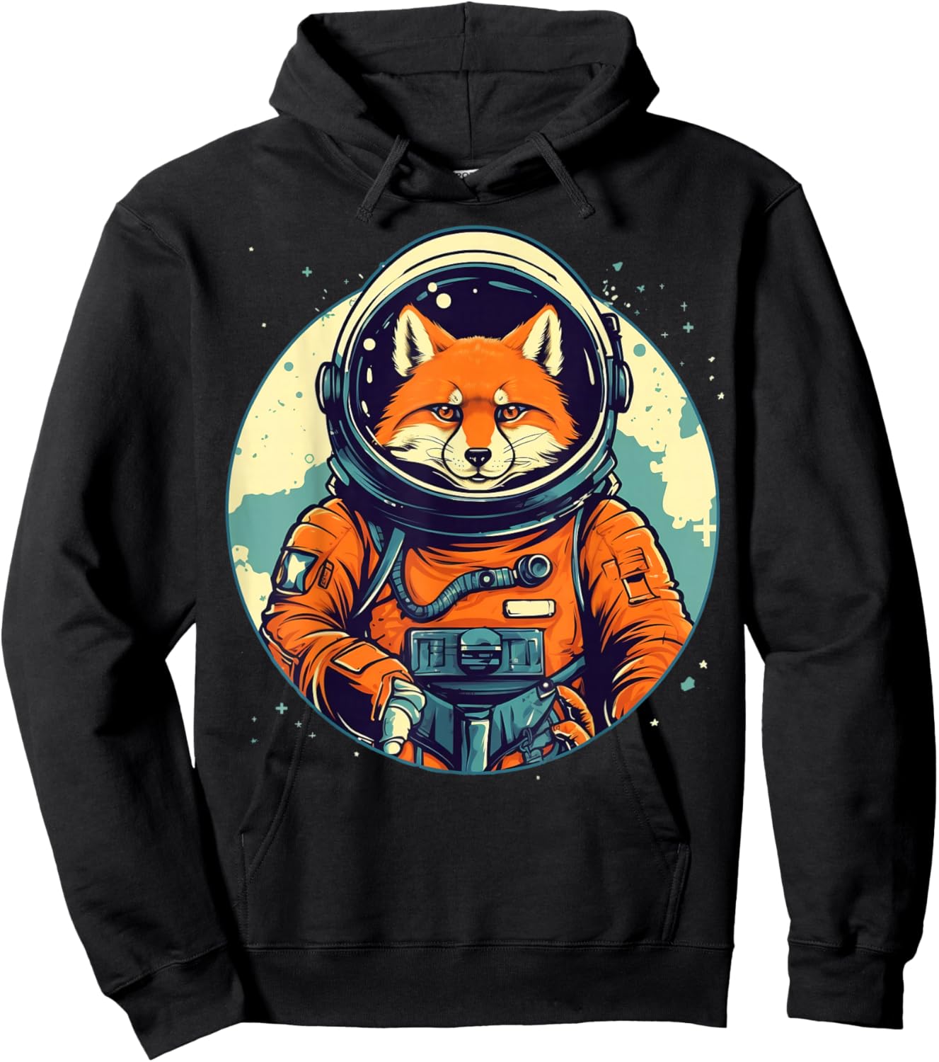 Outer Space Fox on Galaxy Astronaut Fox Hoodie - Hoodie | Black