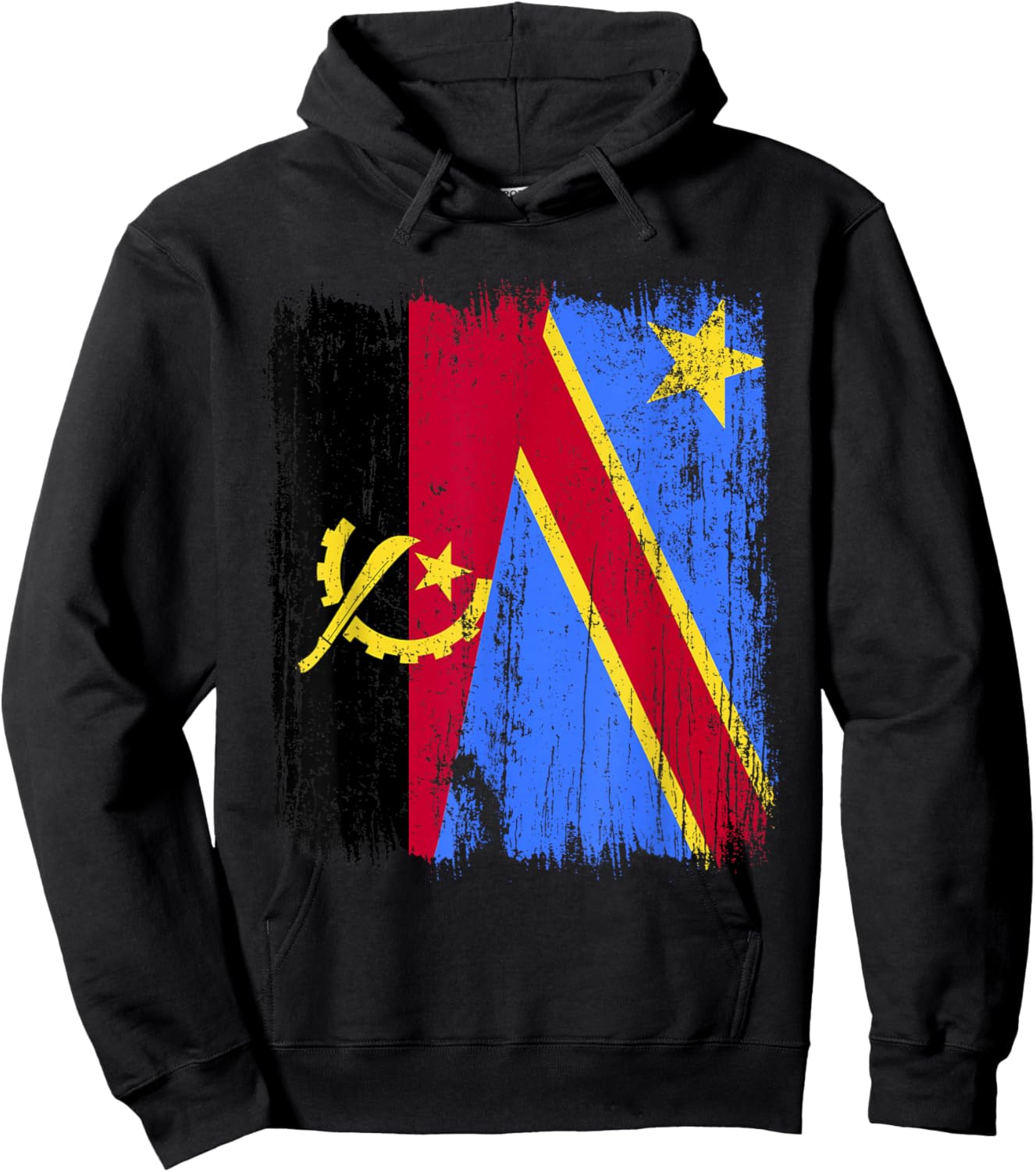 Angola Congo Half Flag Jersey Angolan Pride Hoodie - Hoodie | Black